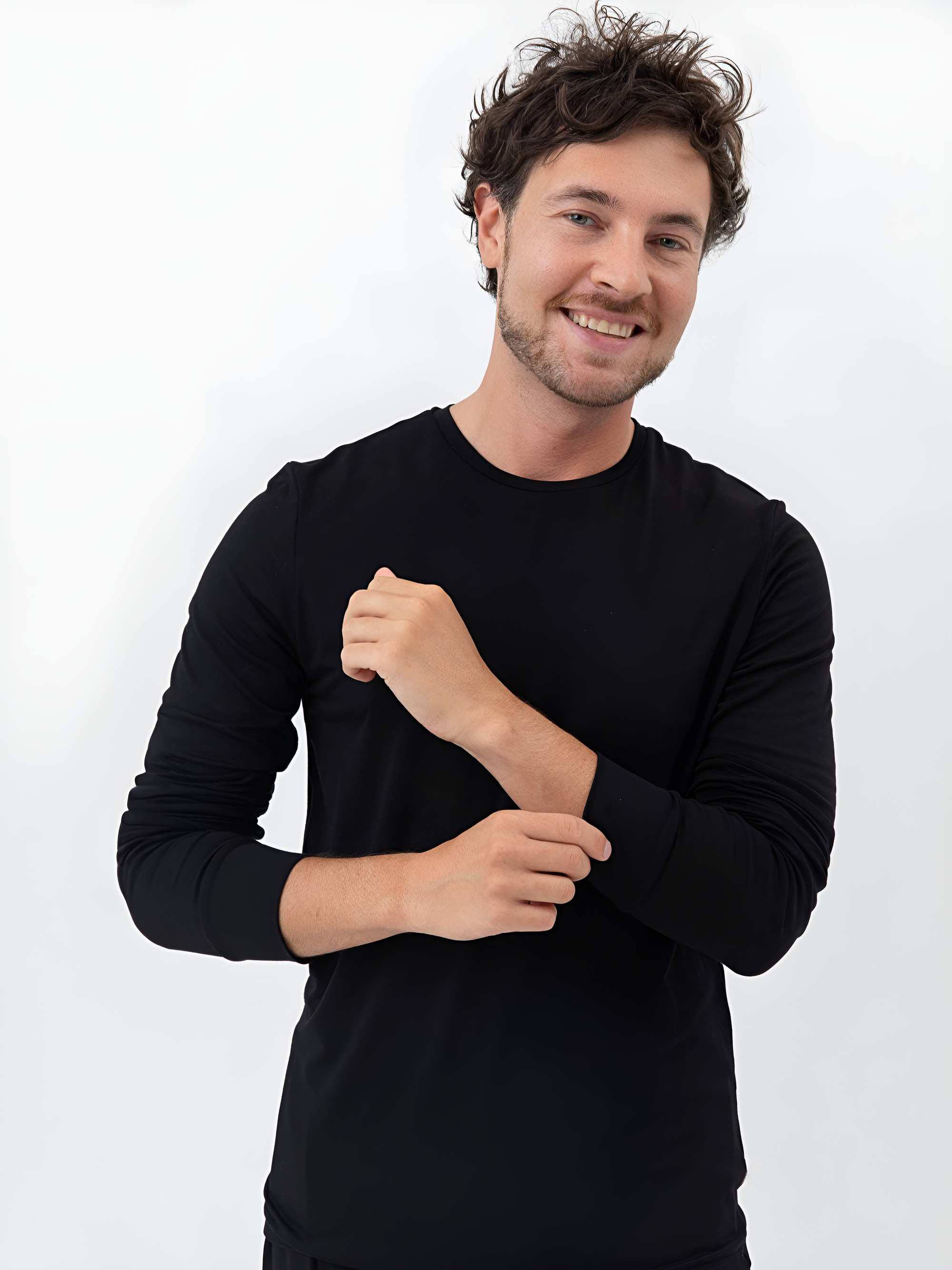 Black long sleeve pajama top Men