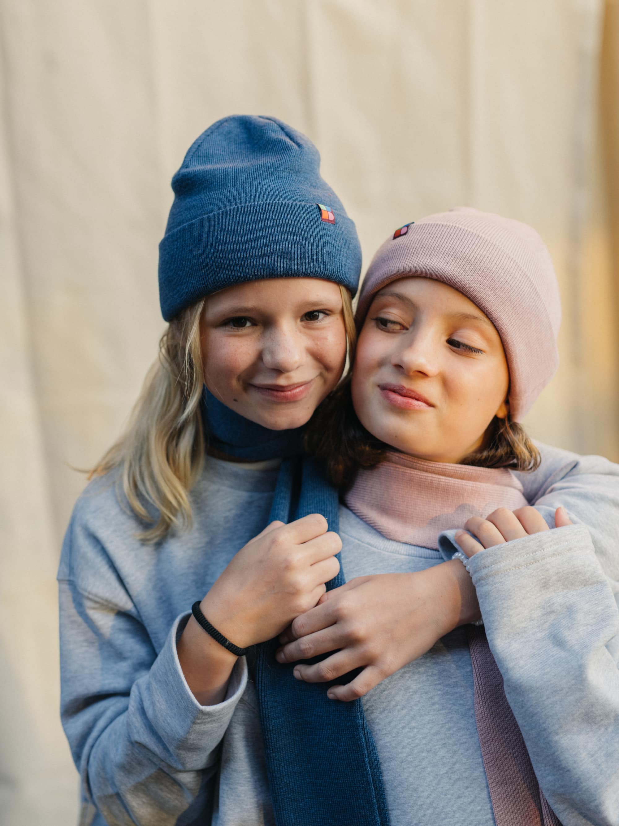 Navy melange Fine knit merino wool scraf Kids