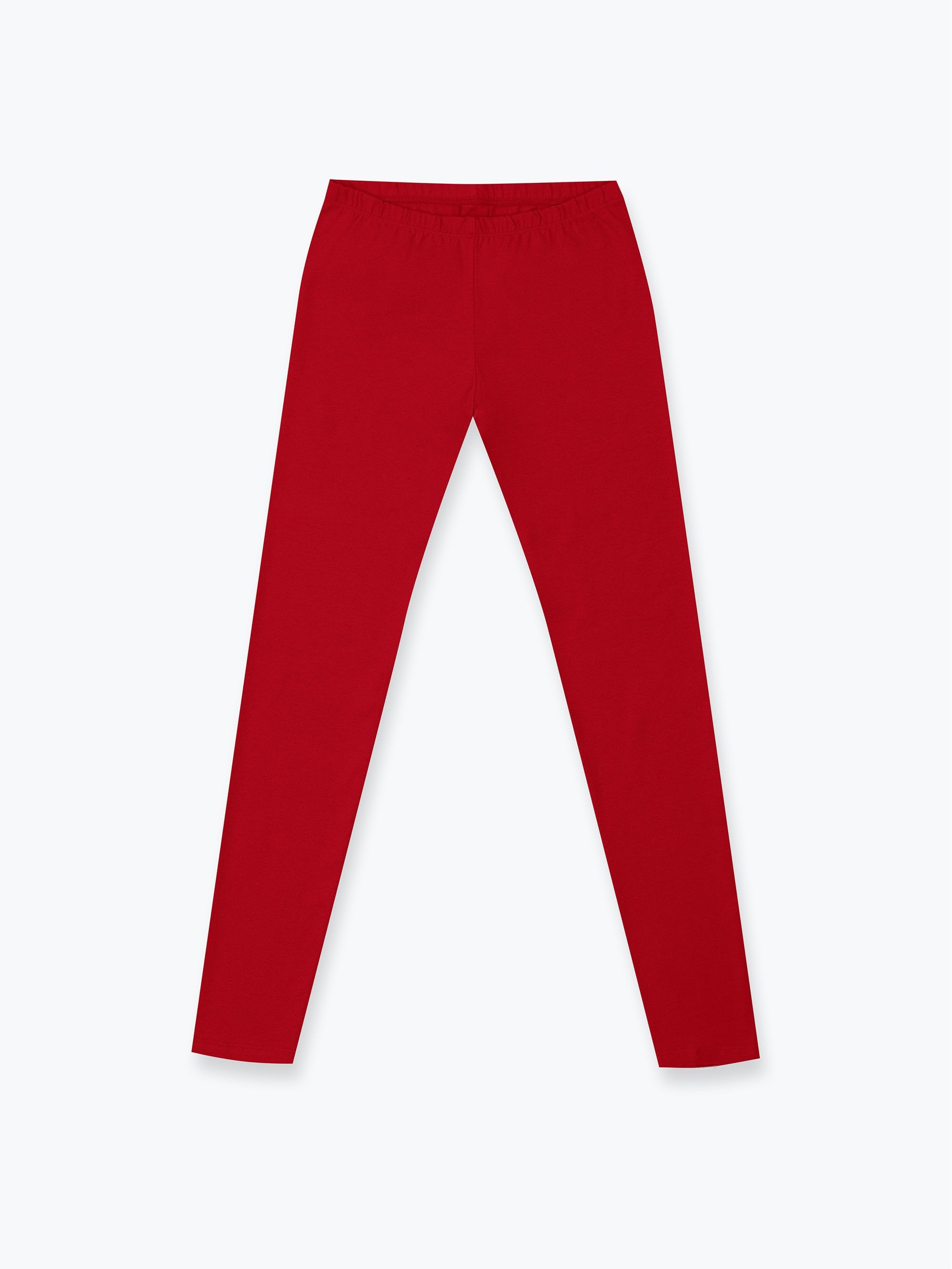 Czerwone legginsy z gumką w pasie