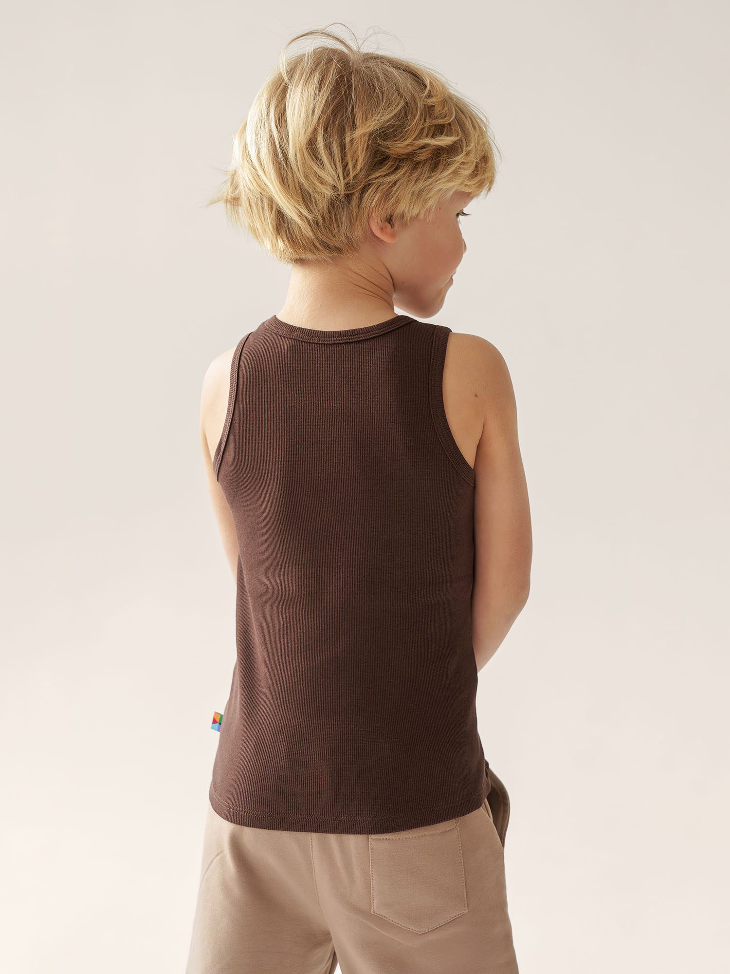 Brown Ribbed Sleeveless Top