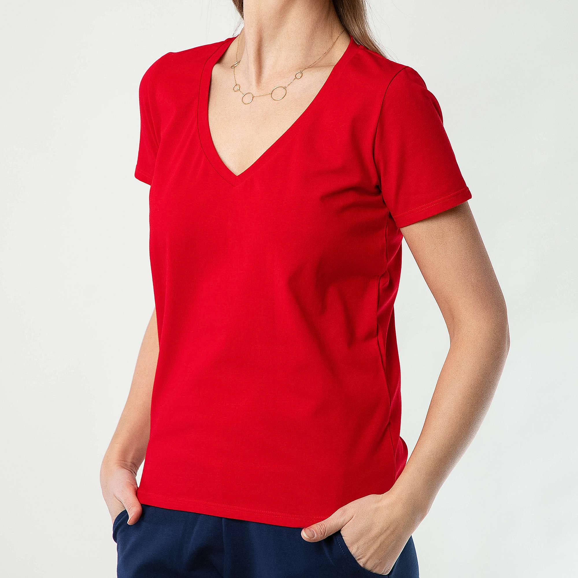 Czerwony T-shirt damski