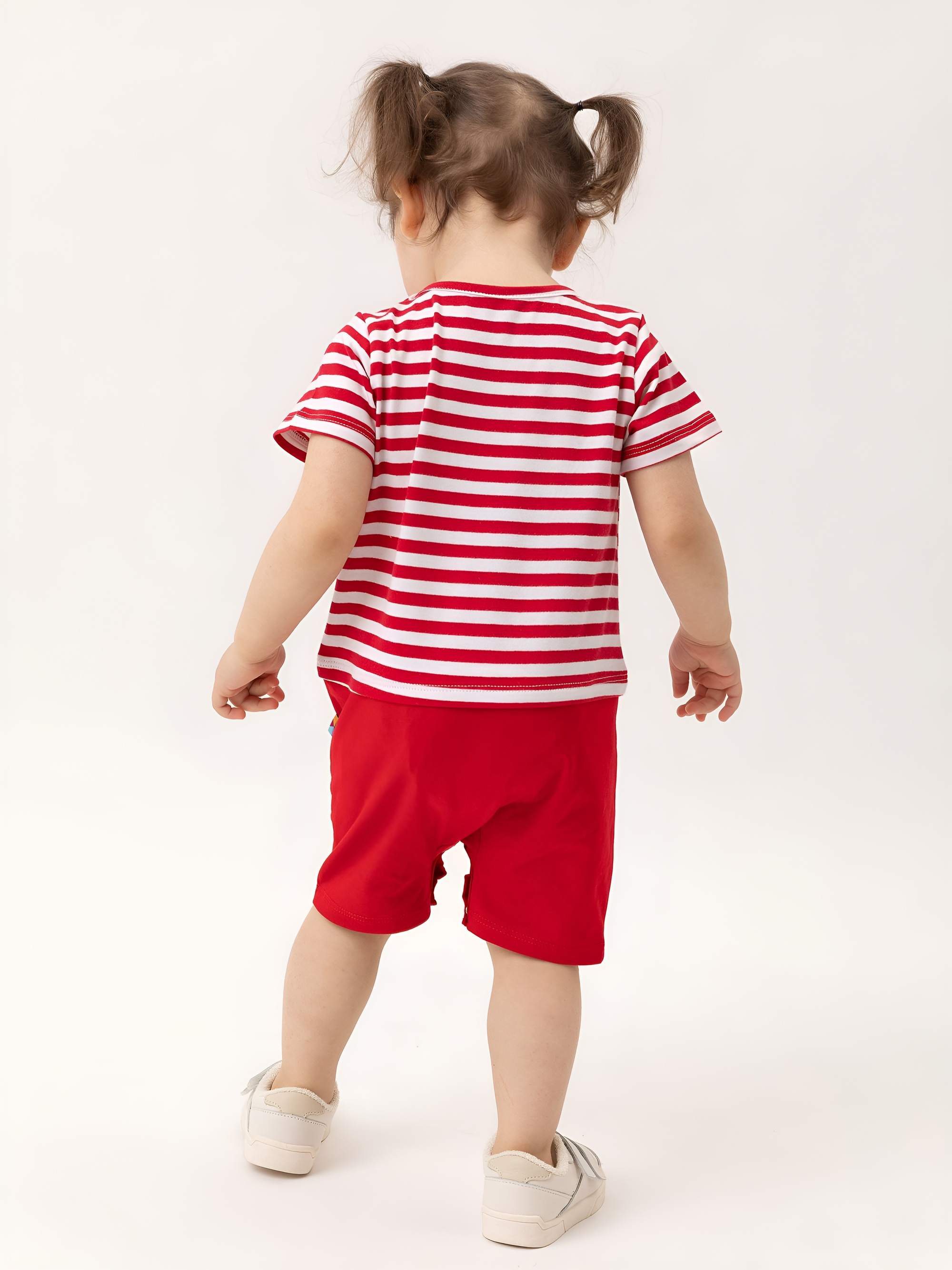Red stripes striped short sleeve romper Baby