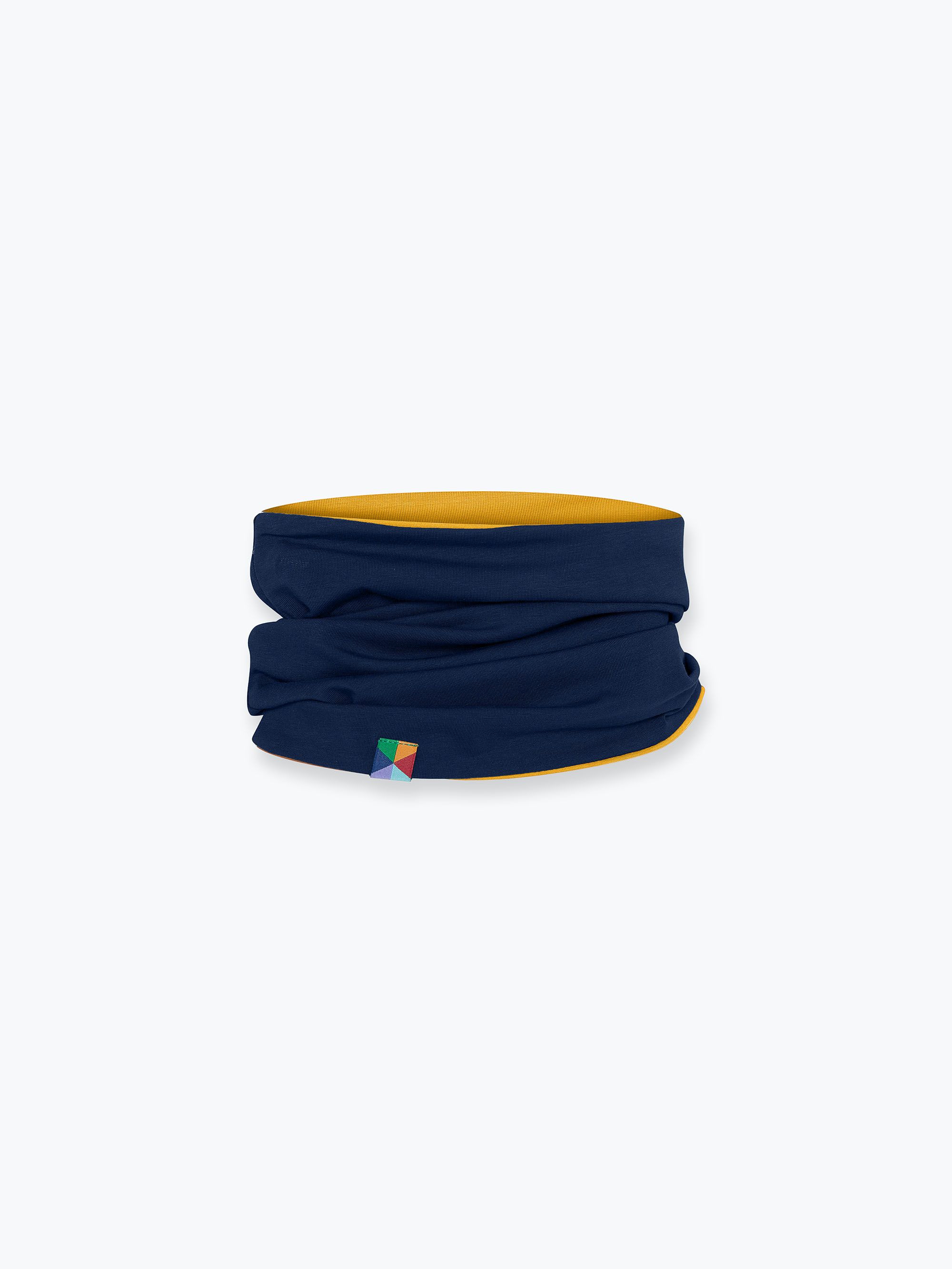 Mustard - navy blue reversible neck warmer Junior