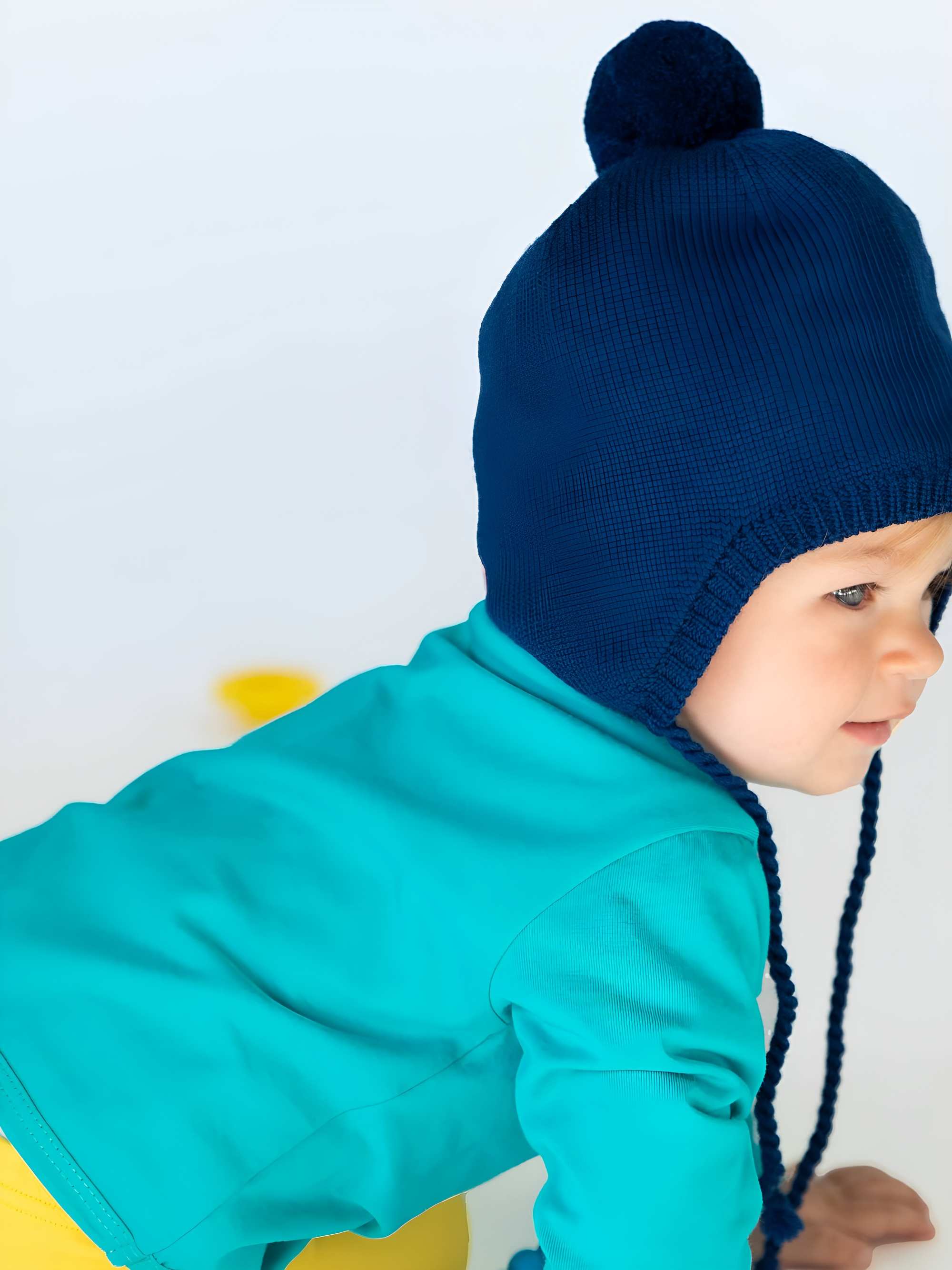 Navy blue merino wool hat Baby