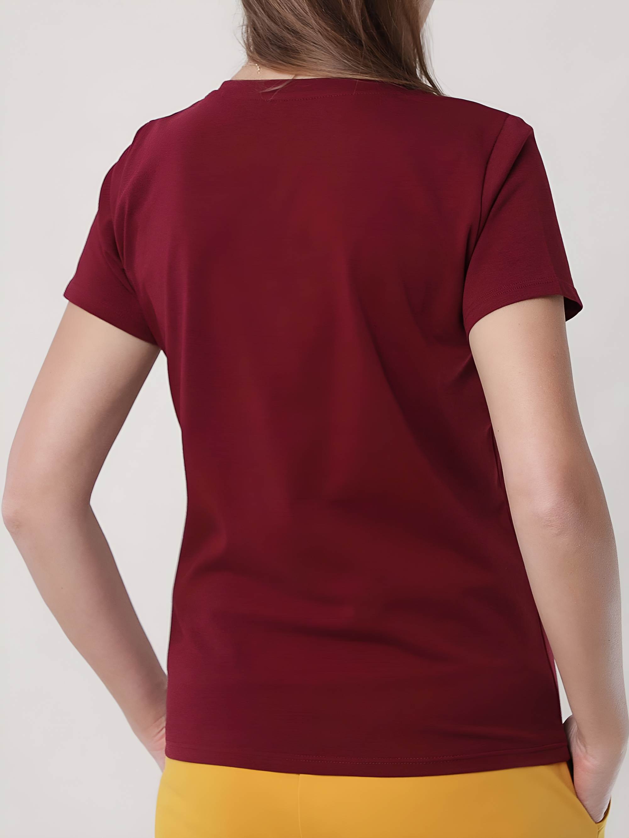 Bordowy T-shirt damski