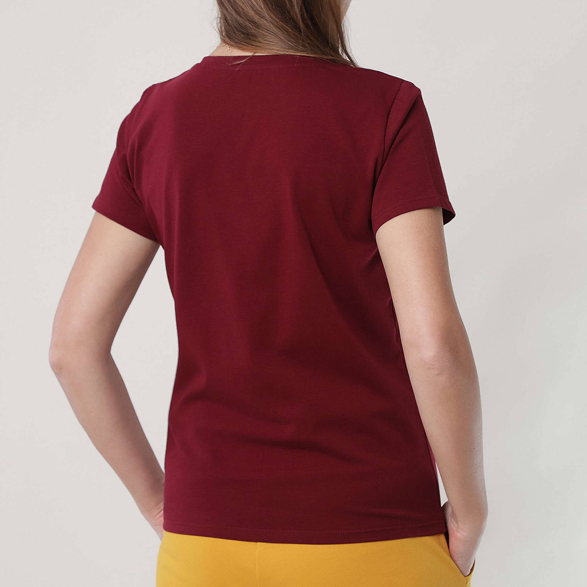 Bordowy T-shirt damski