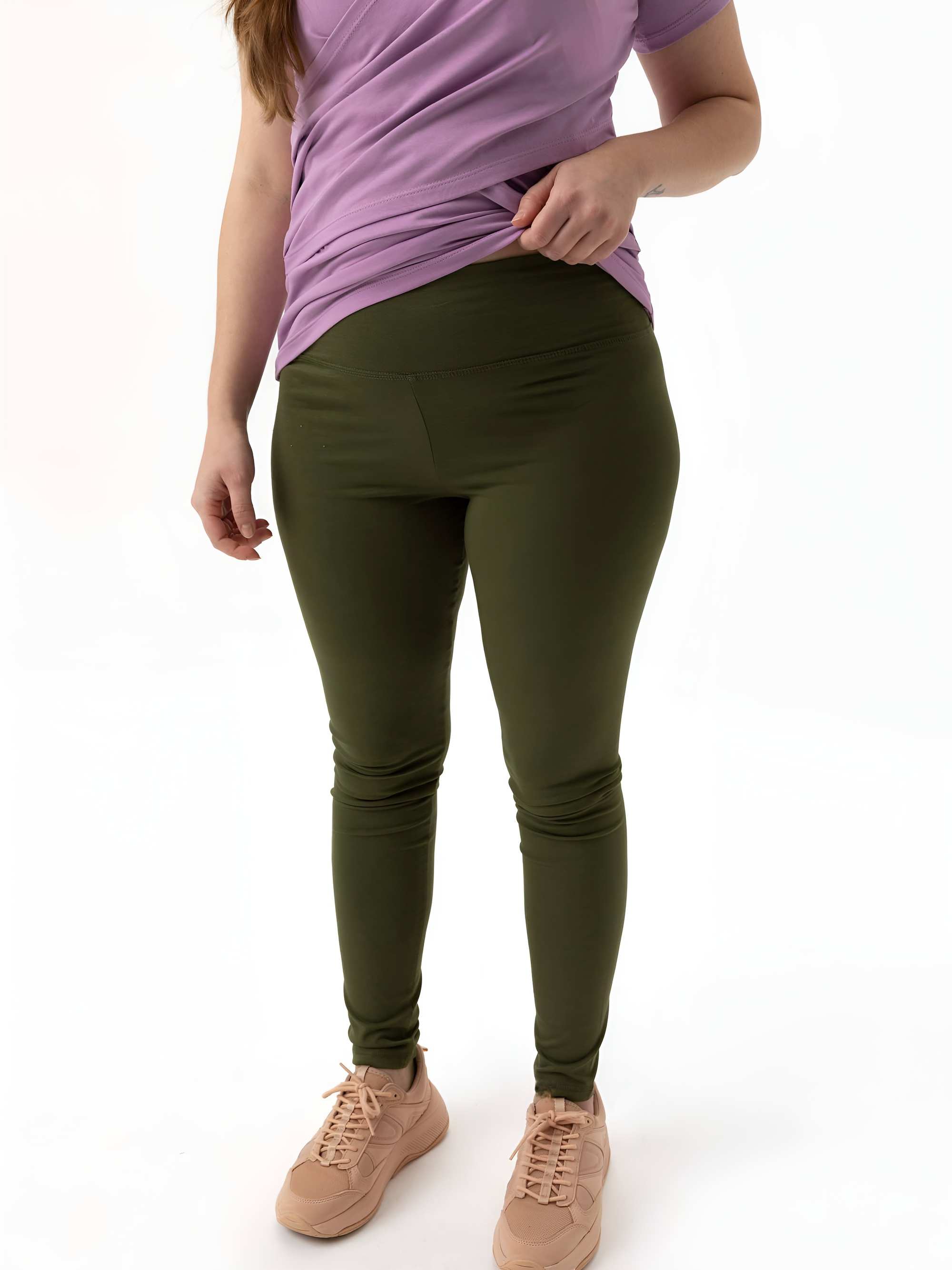 Khaki legginsy damskie