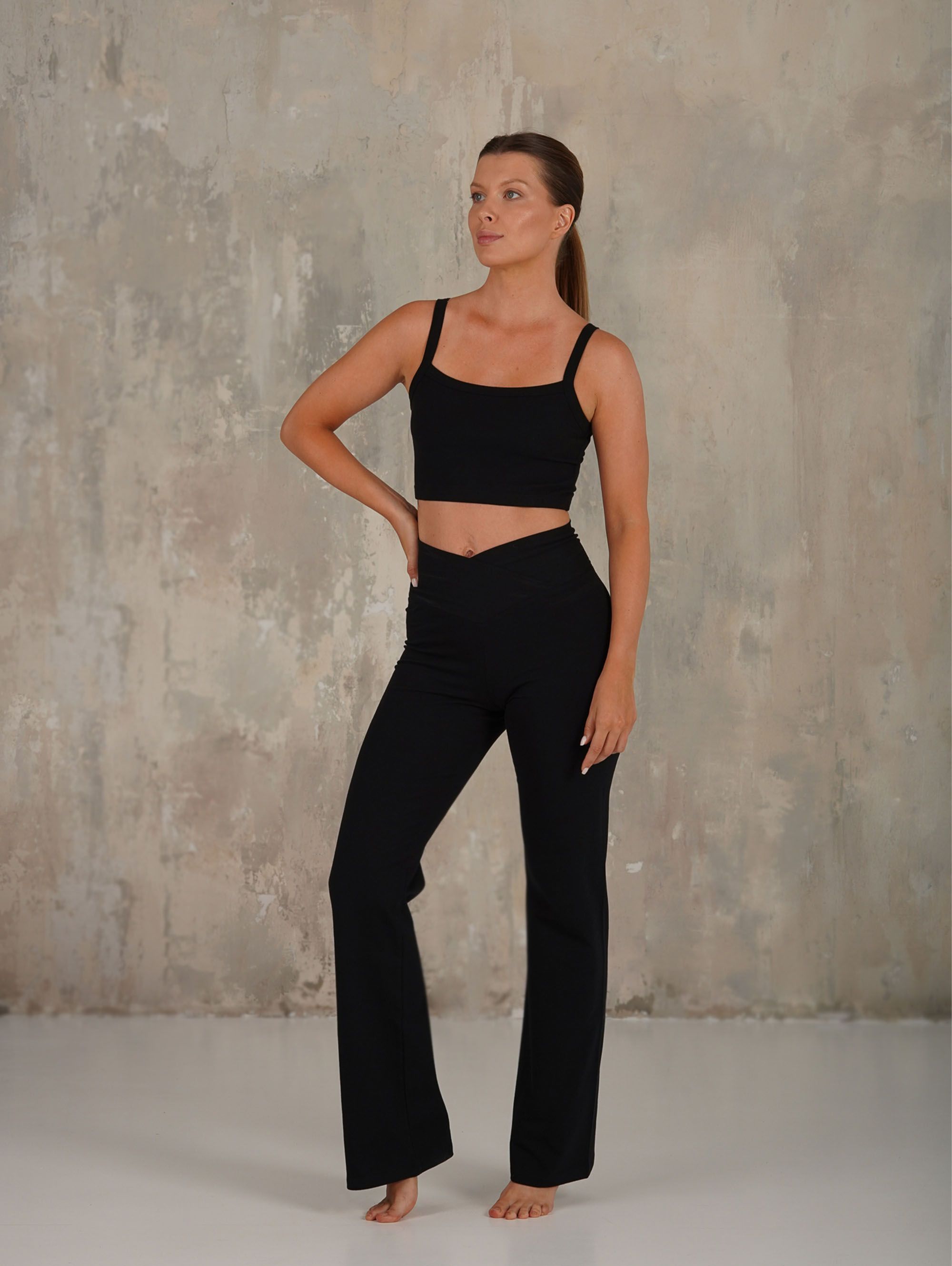 Black Active Stretch Leggings Women LONG