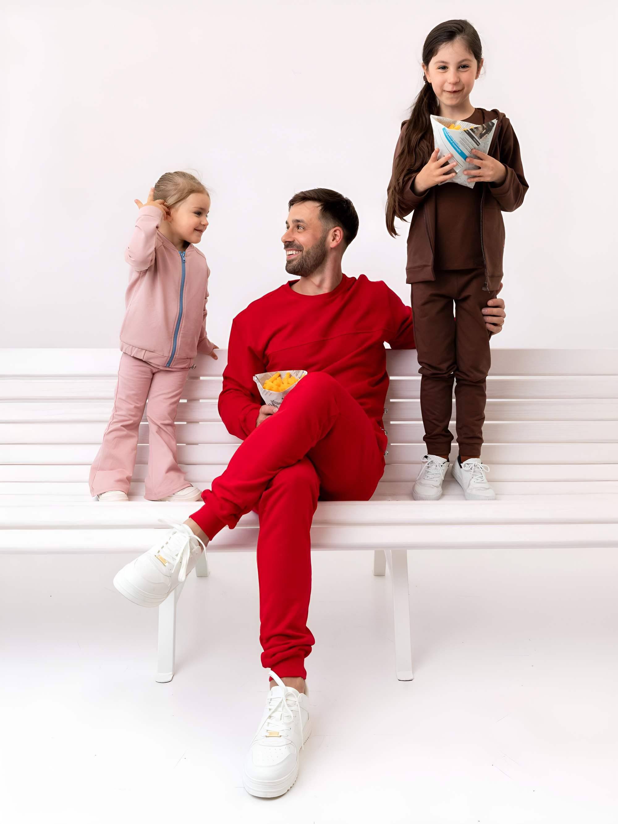 Red ribbed sweatpants Men