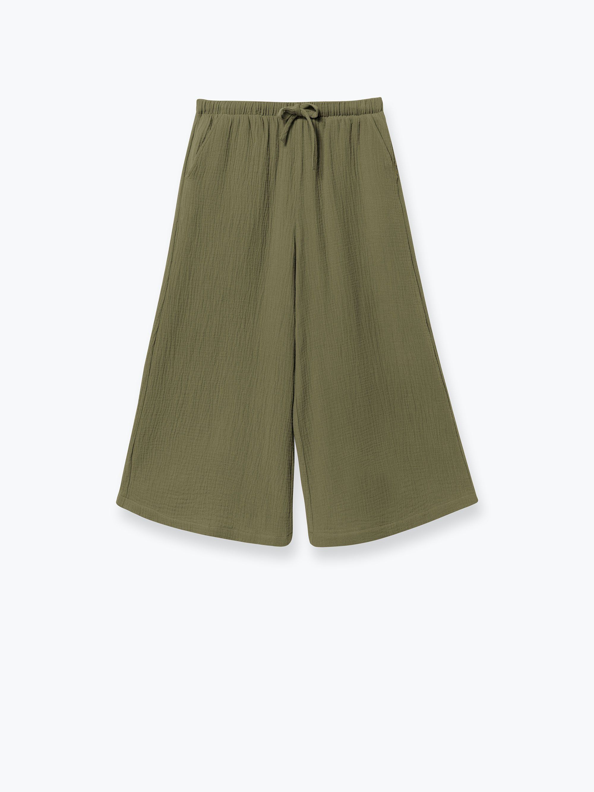 Khaki kuloty muślinowe damskie