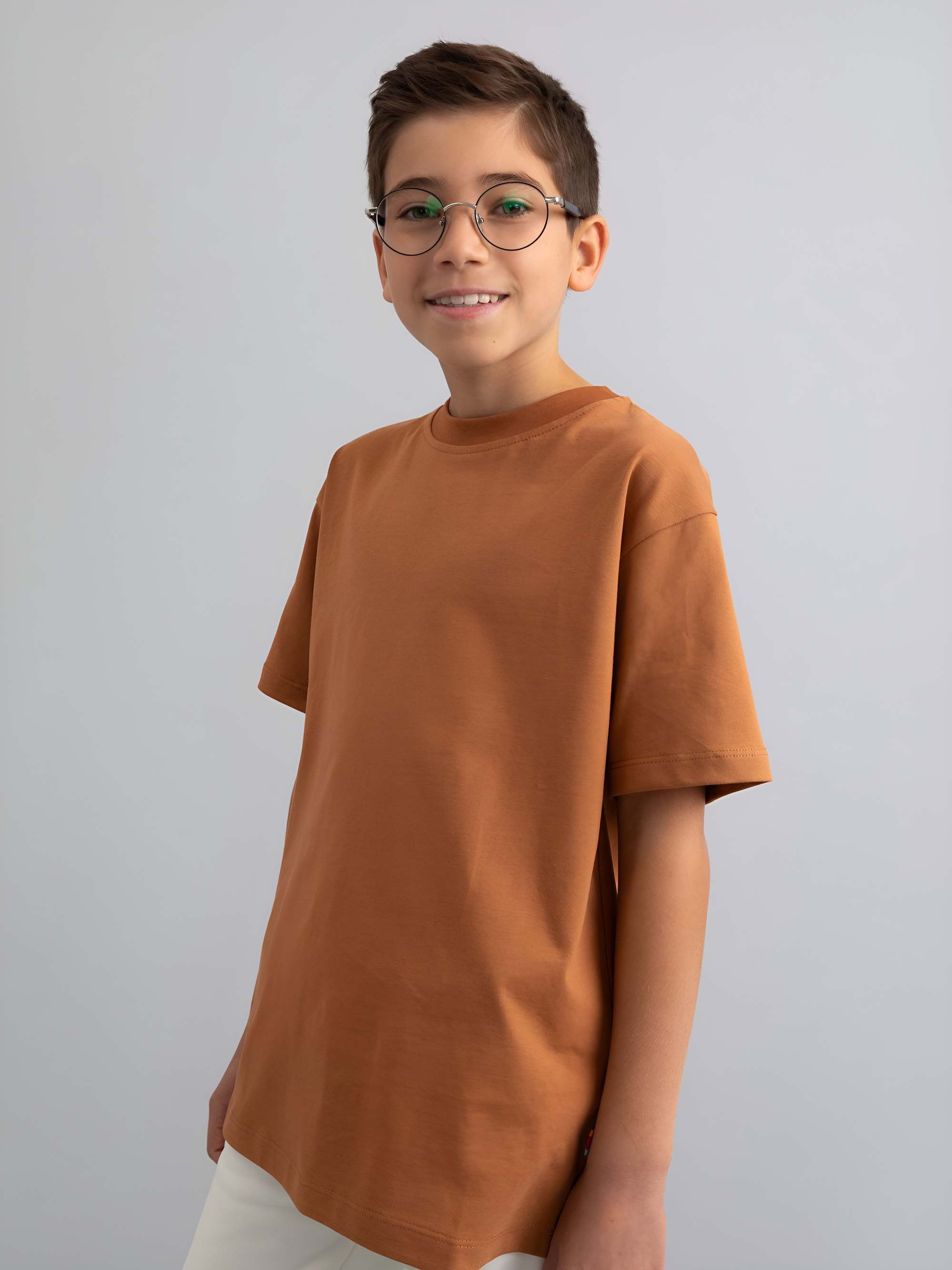 Karmelowy T-shirt oversize