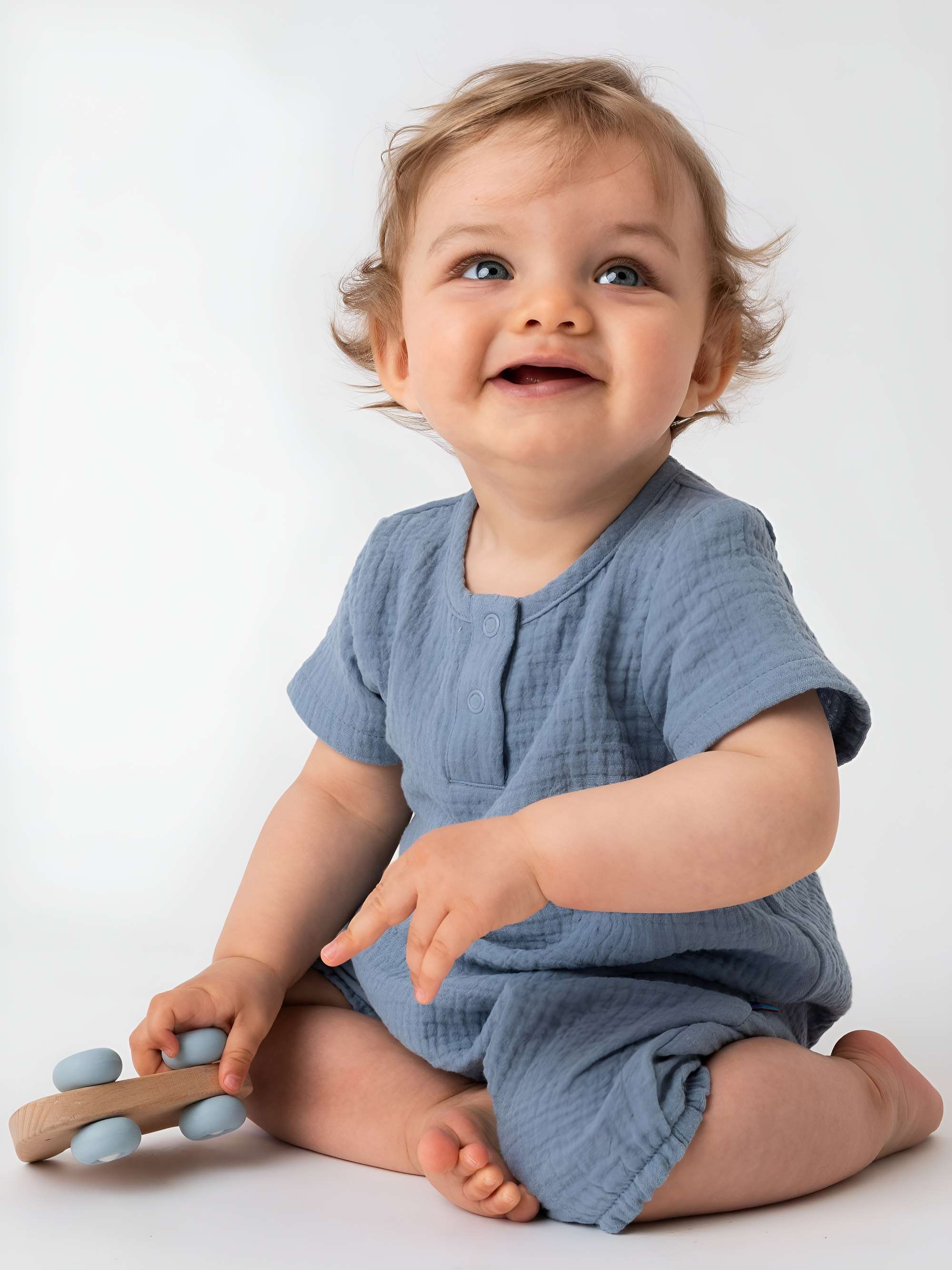 Sky blue muslin romper Baby