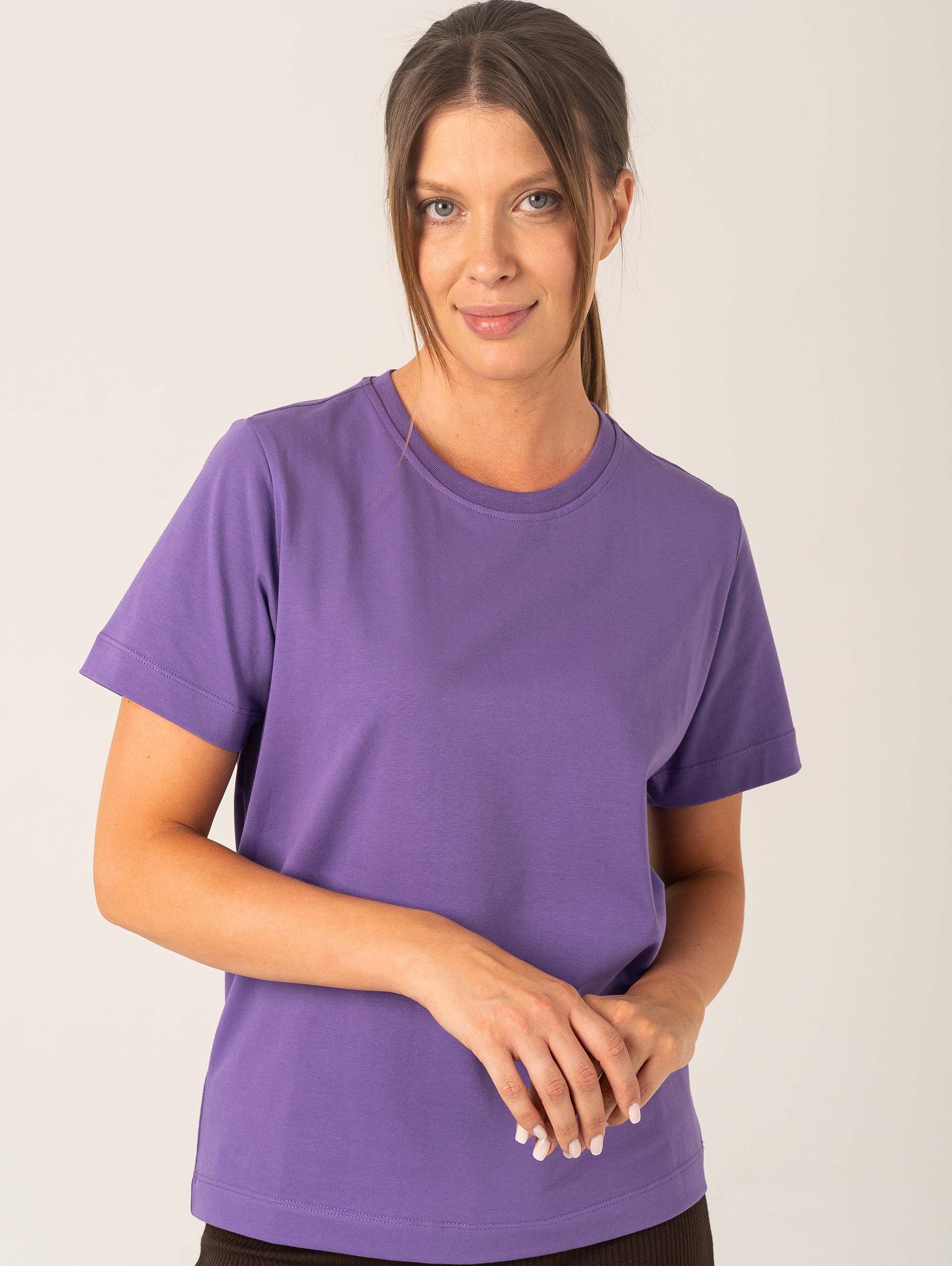 Violet Ribbed Trim T-Shirt Women