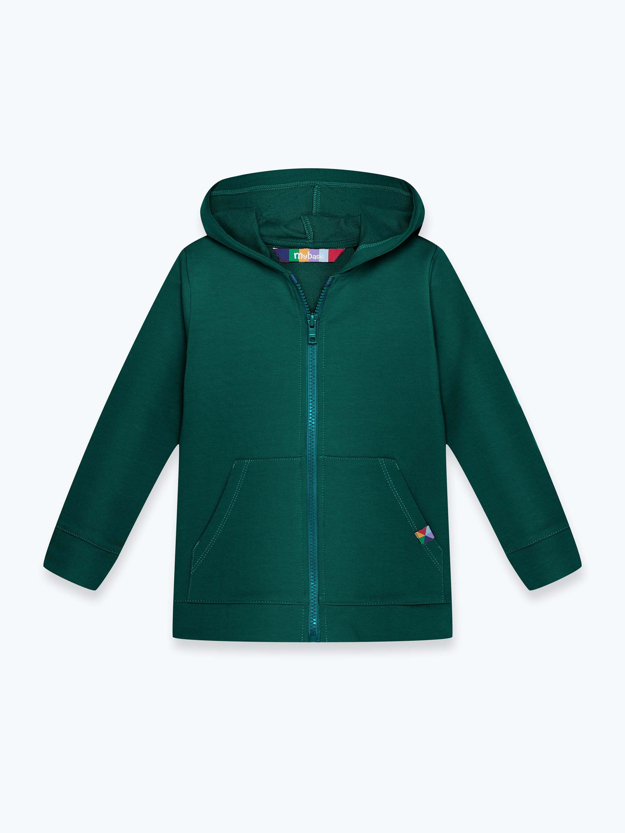 Butelkowozielona bluza z kapturem Junior
