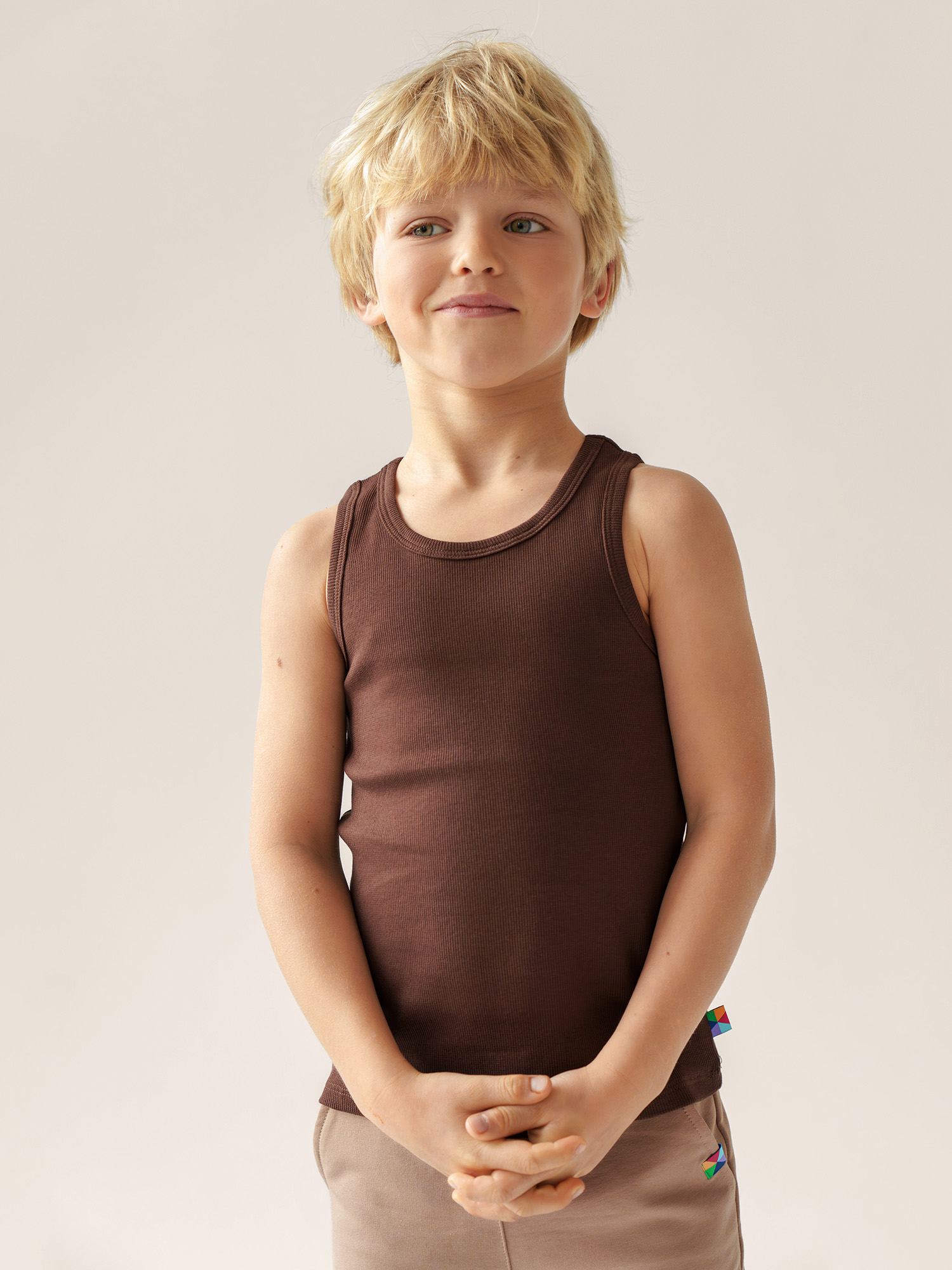 Brown Ribbed Sleeveless Top