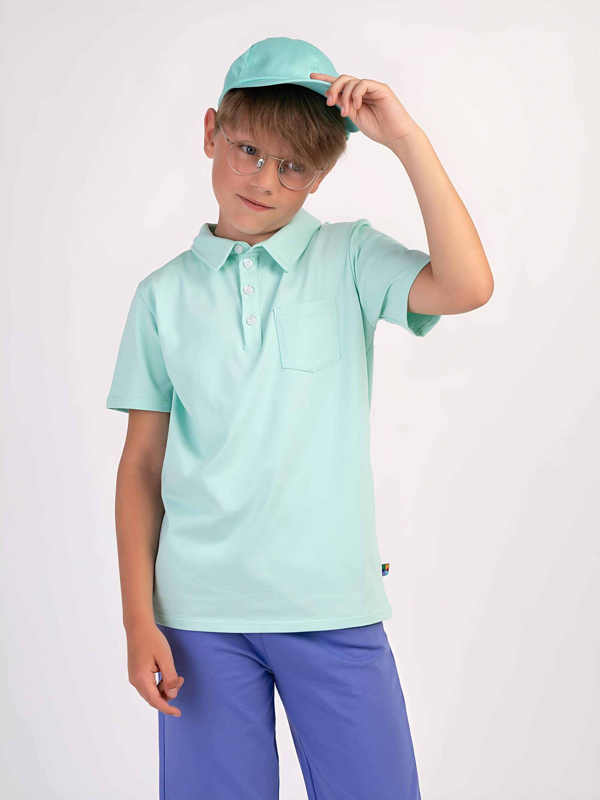 Miętowa koszulka polo Junior