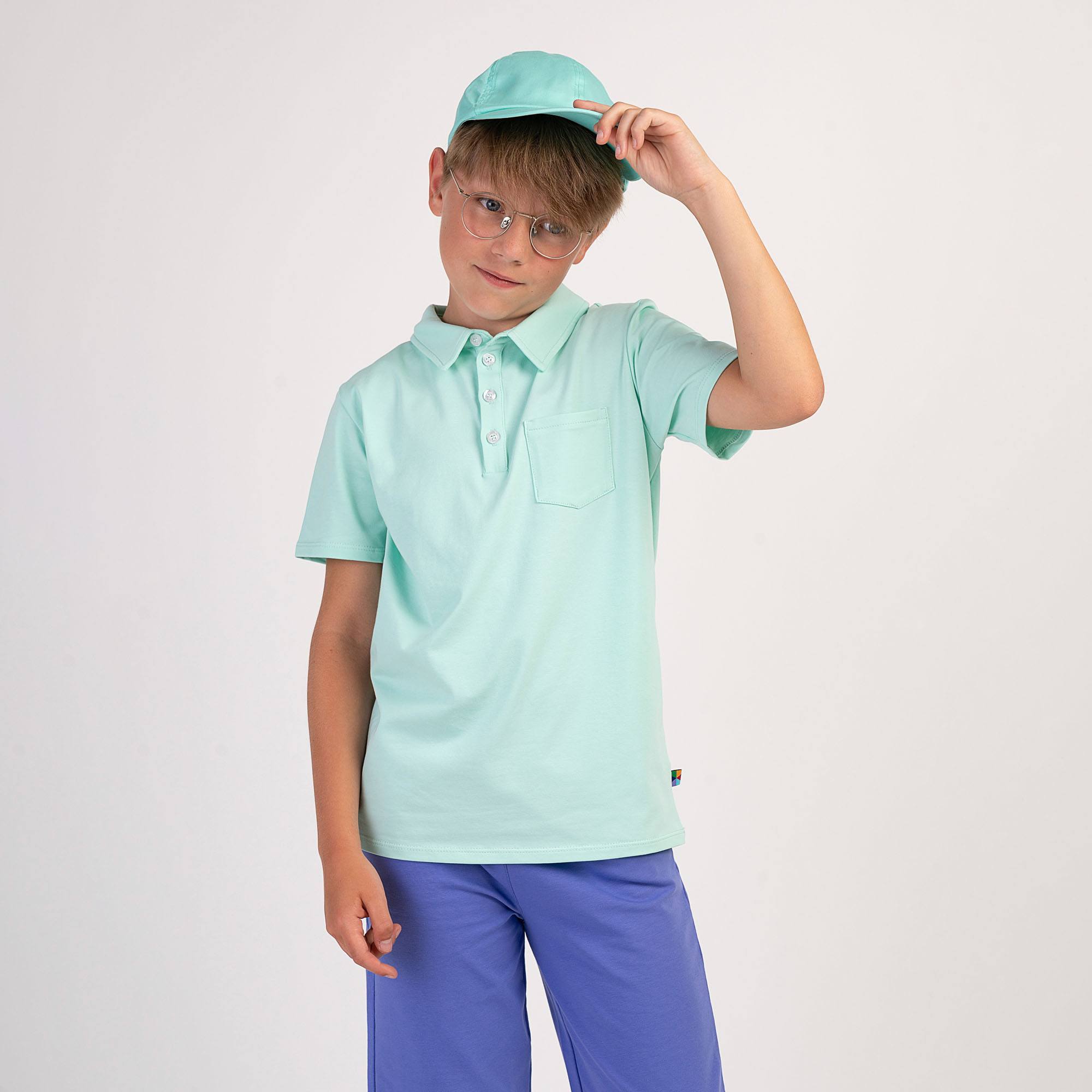 Miętowa koszulka polo Junior
