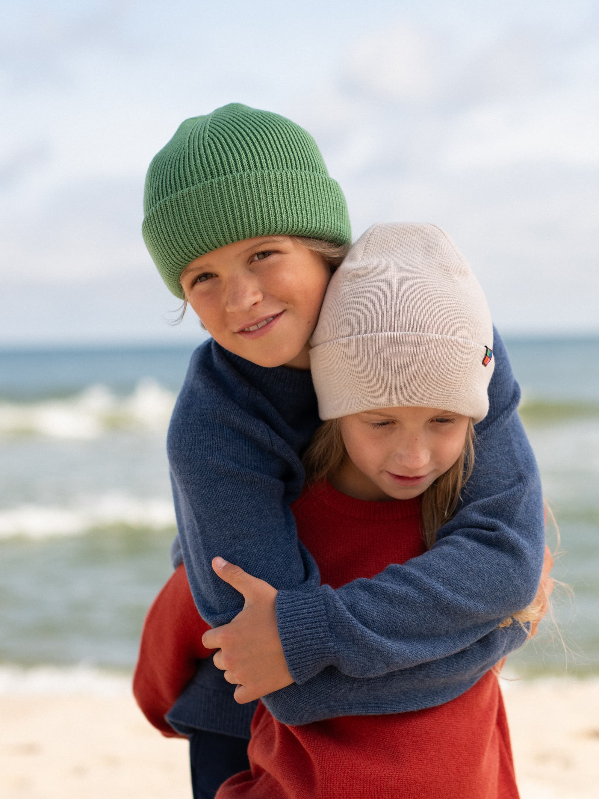 Light green Merino Double Cuff Beanie