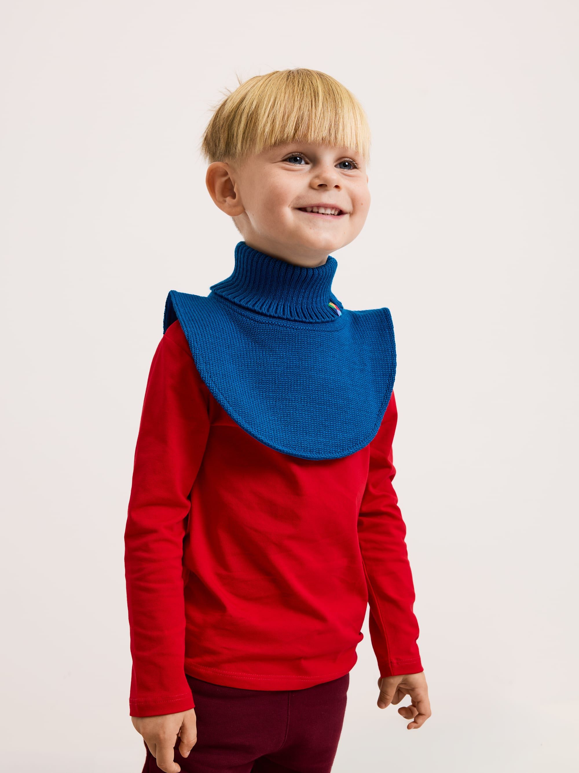 Blue merino wool neck warmer kids