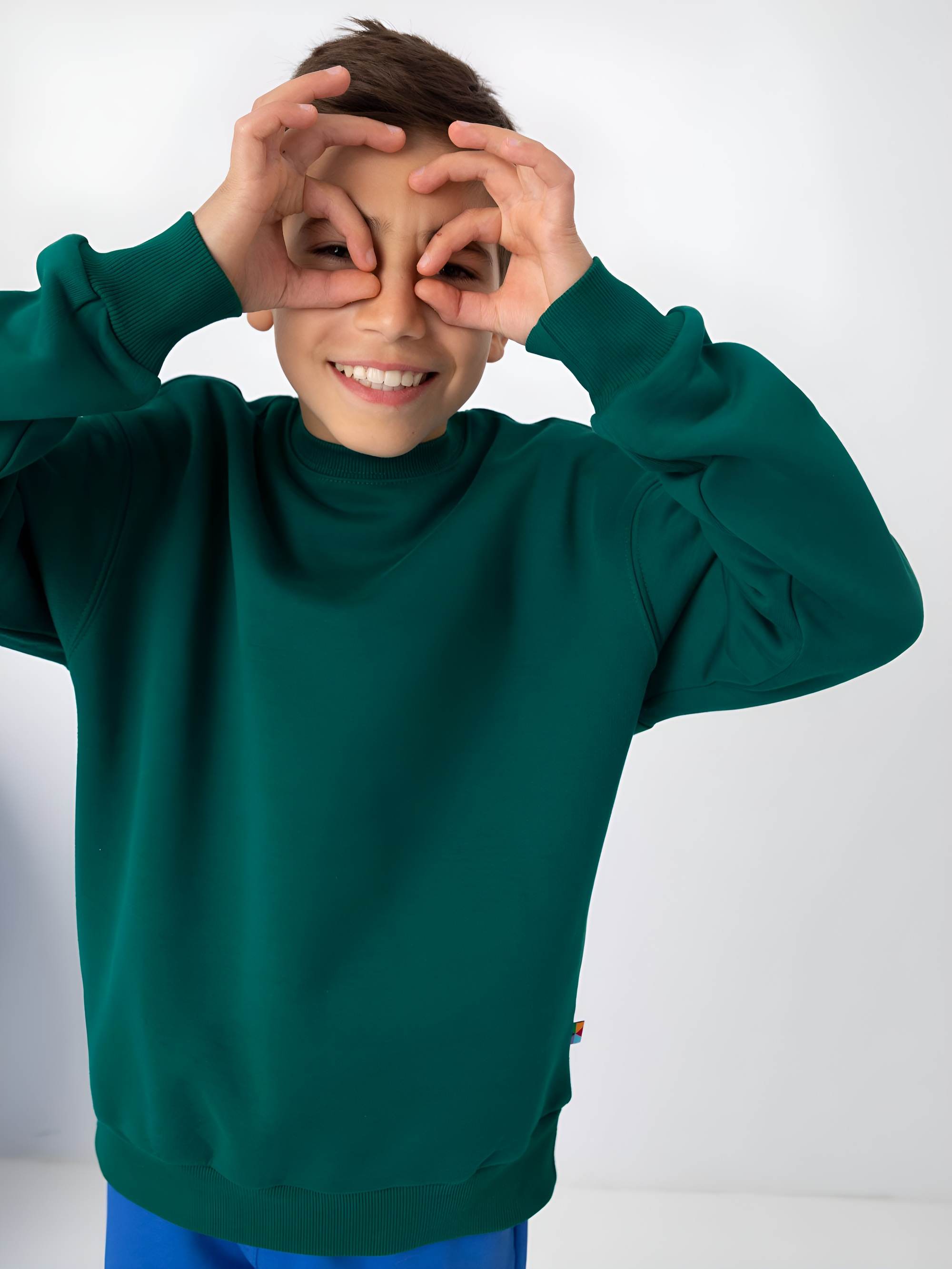 Butelkowozielona bluza dresowa ocieplana Junior