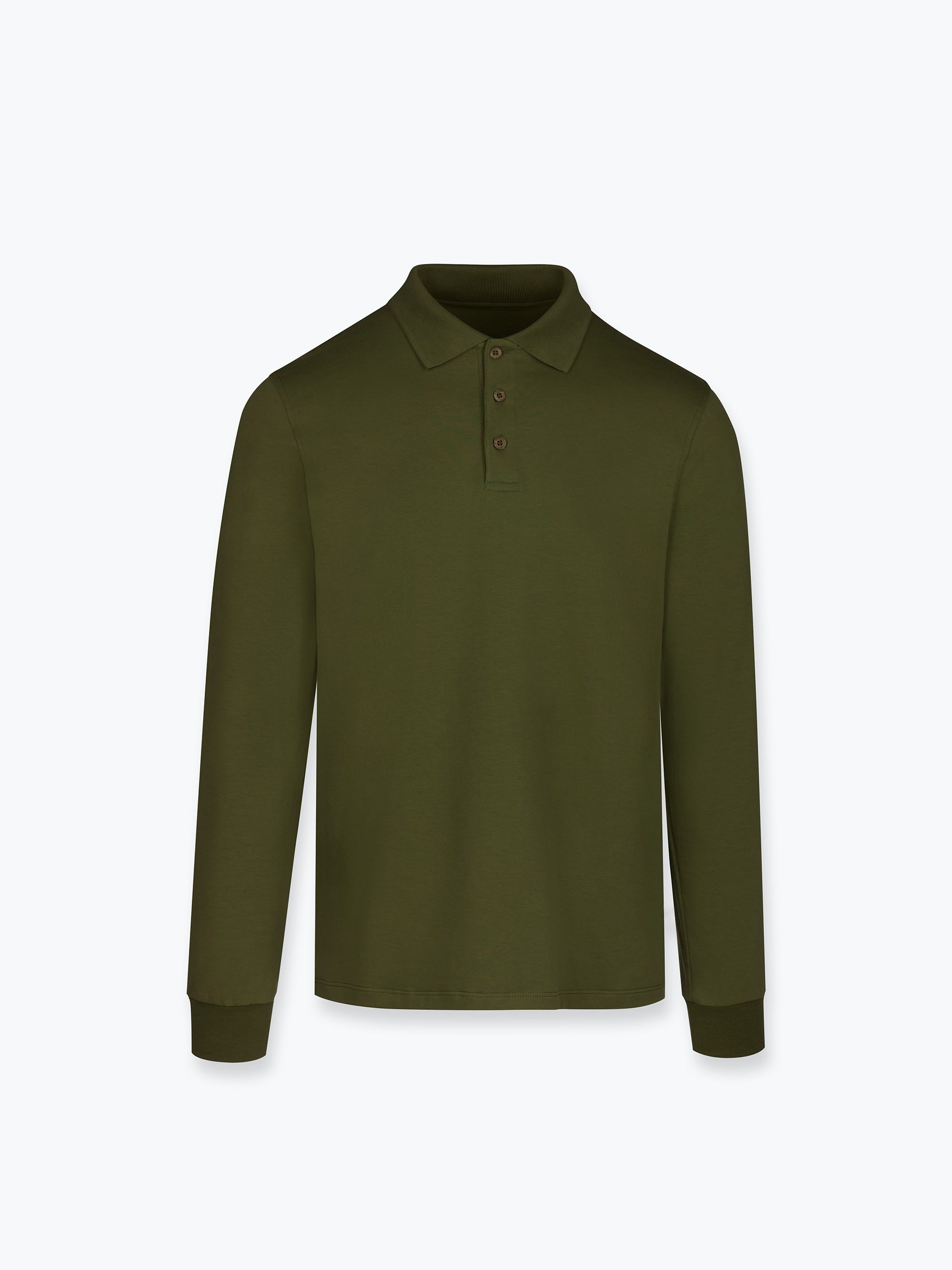 Khaki koszulka polo z długim rękawem męska