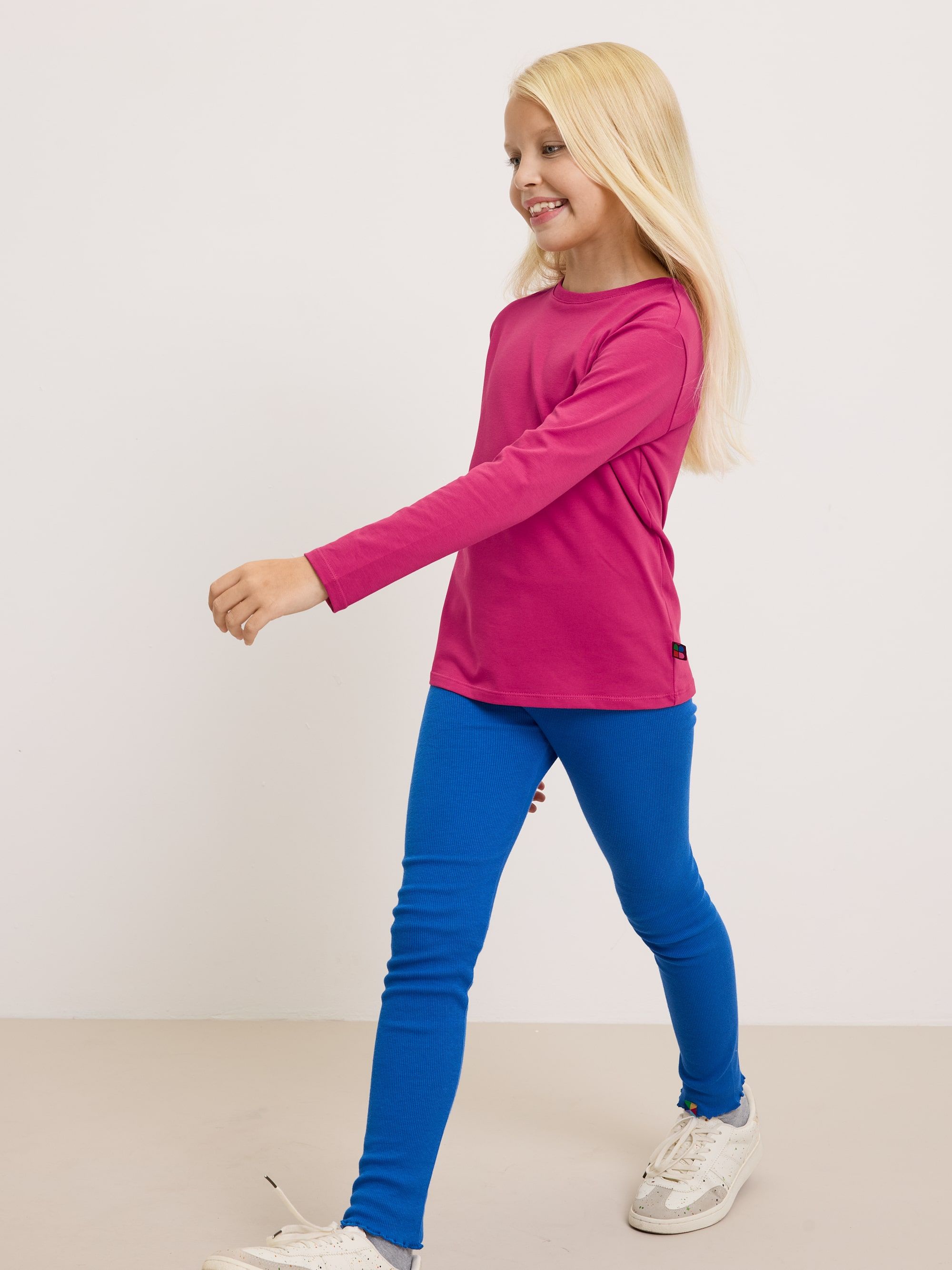 Blue Ribbed Leggings Junior