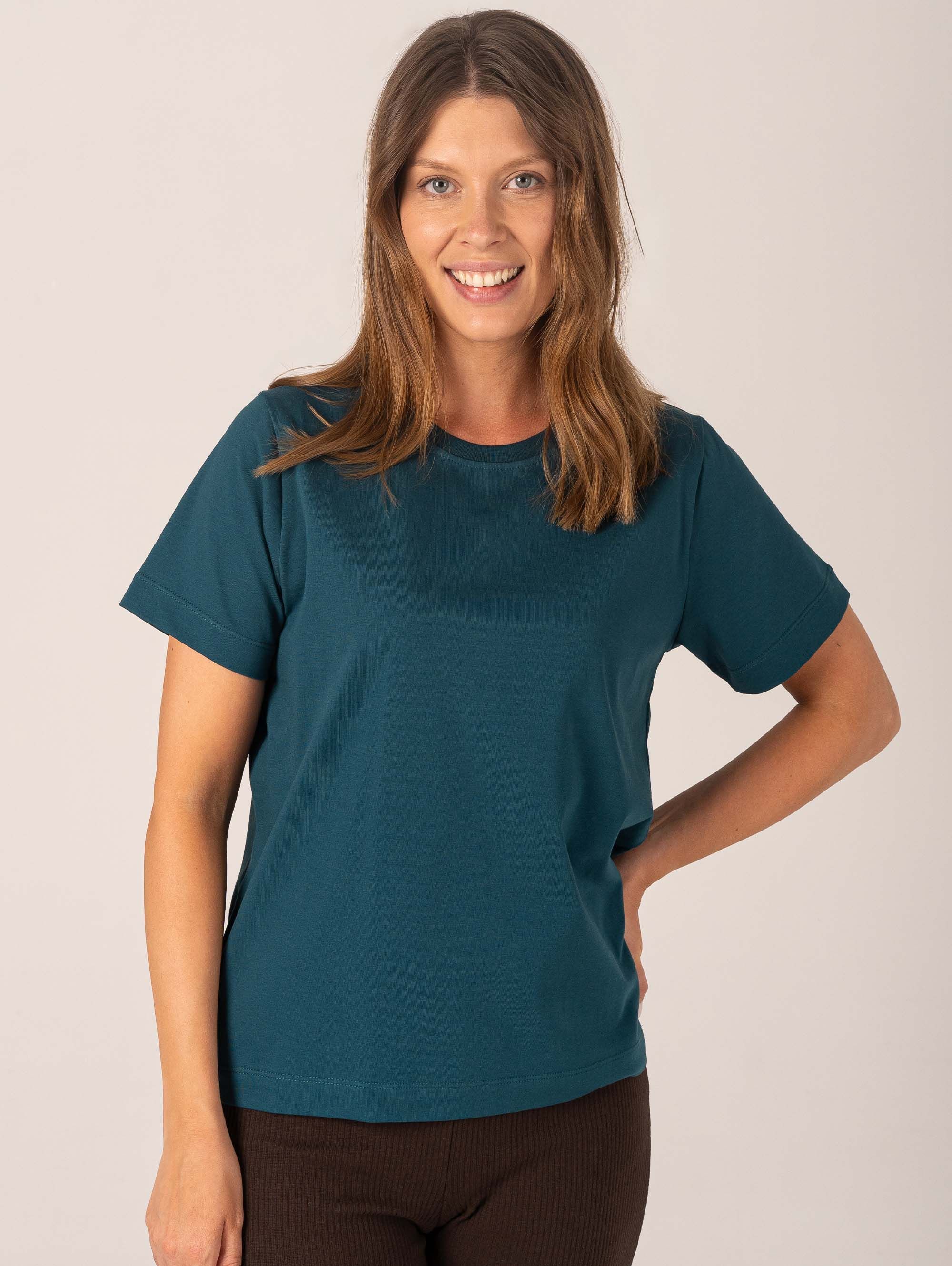Sea green Ribbed Trim T-Shirt Women