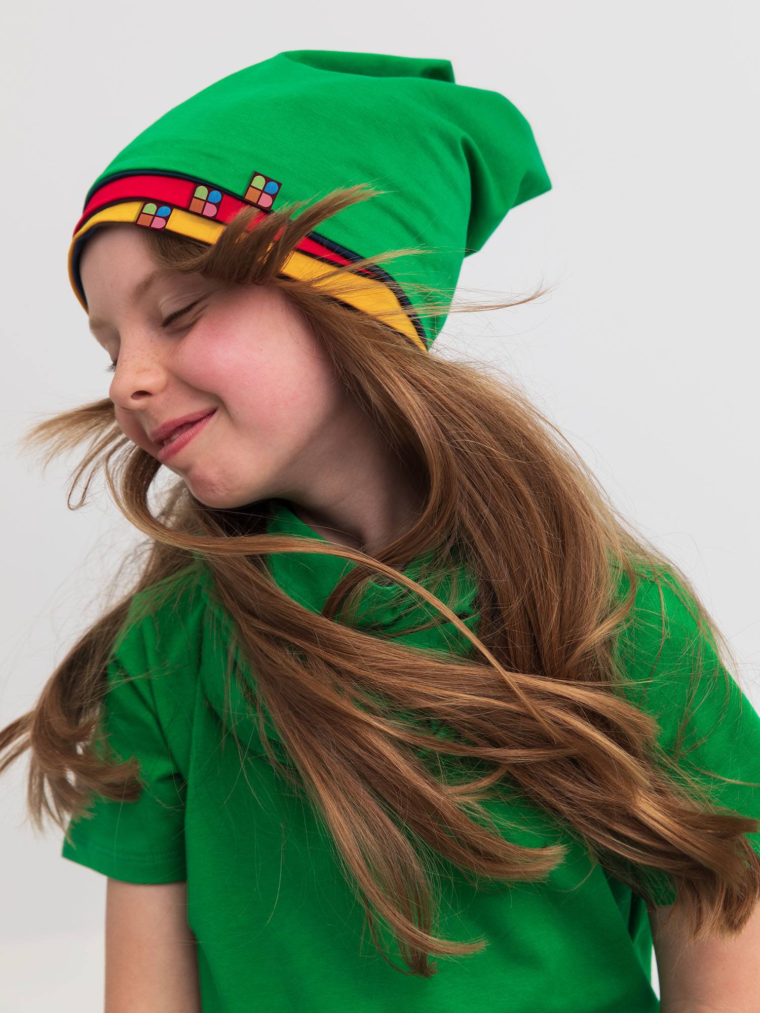 Navy blue-green Reversible Beanie & Neck Warmer Set Junior