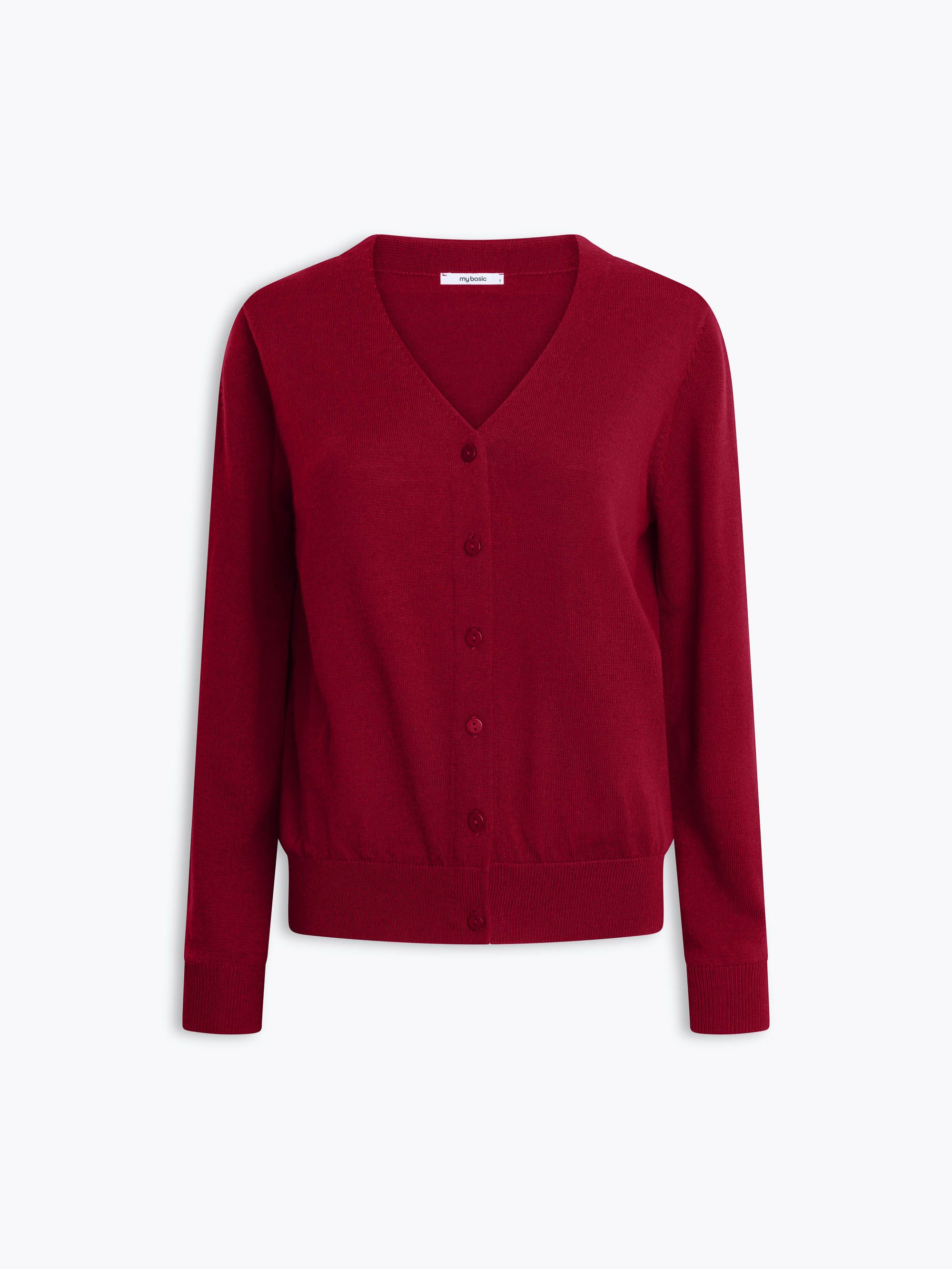 Dark red Merino Wool Cardigan Sweater Women