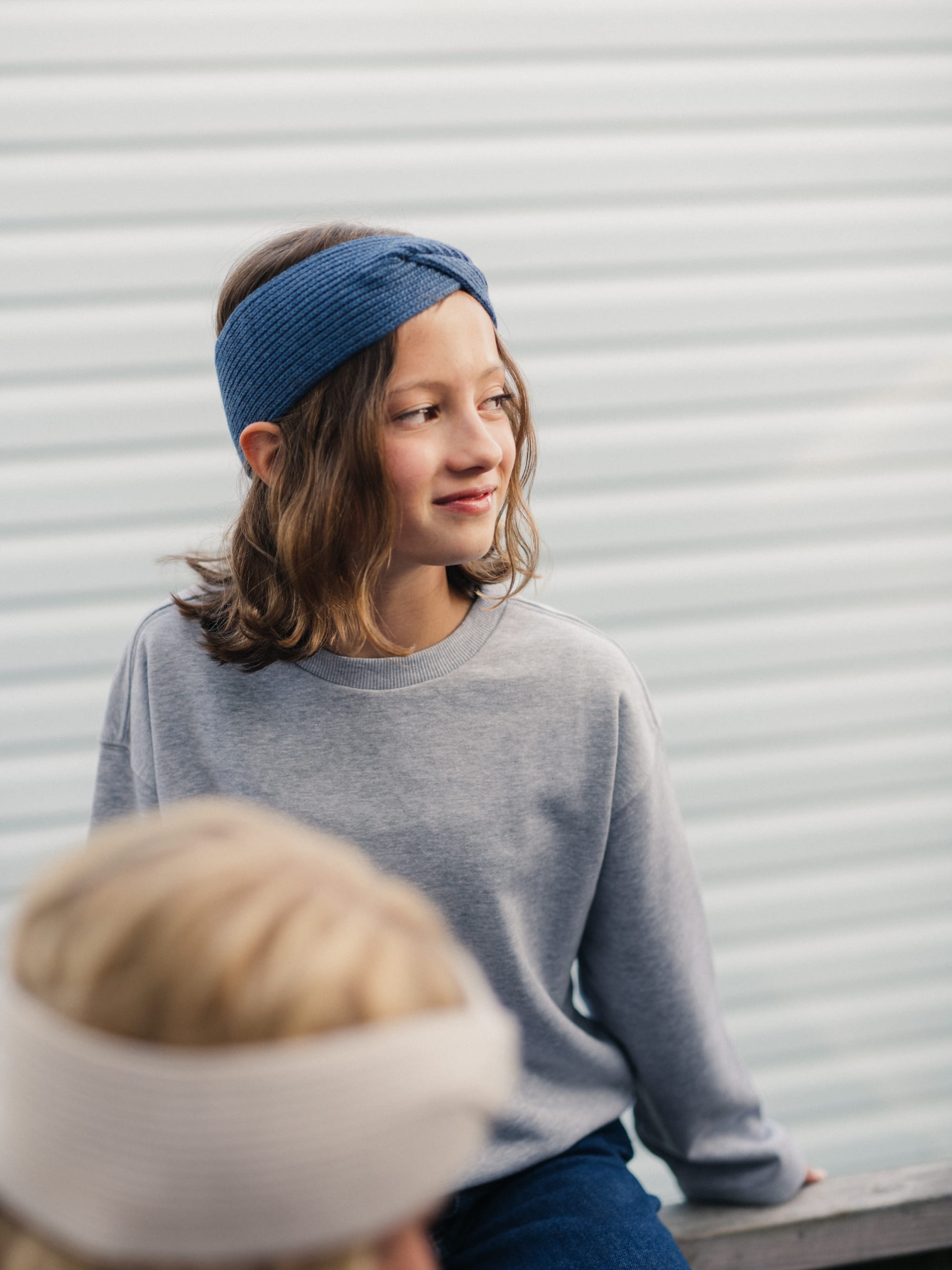 Navy melange Merino wool headband