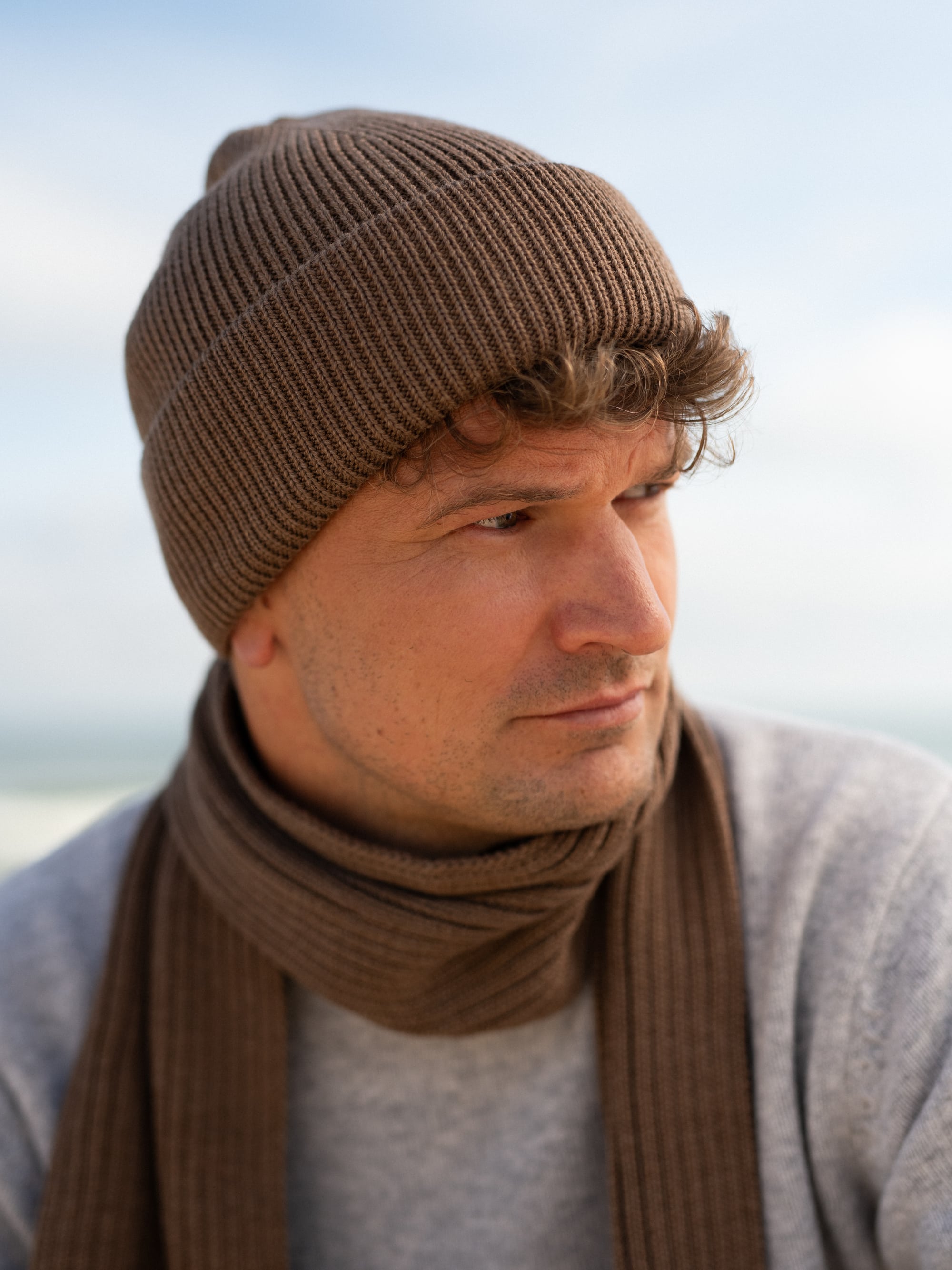 Nut Merino Double Cuff Beanie