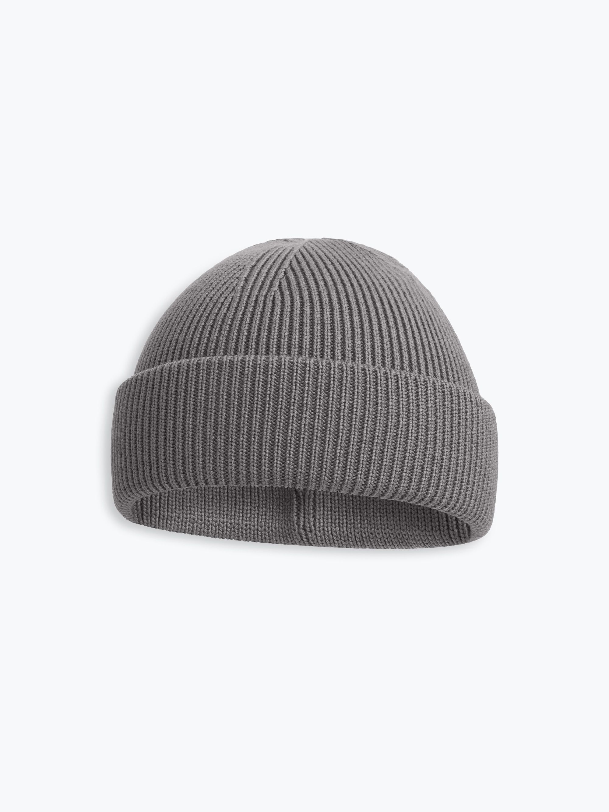 Dark grey Merino Double Cuff Beanie