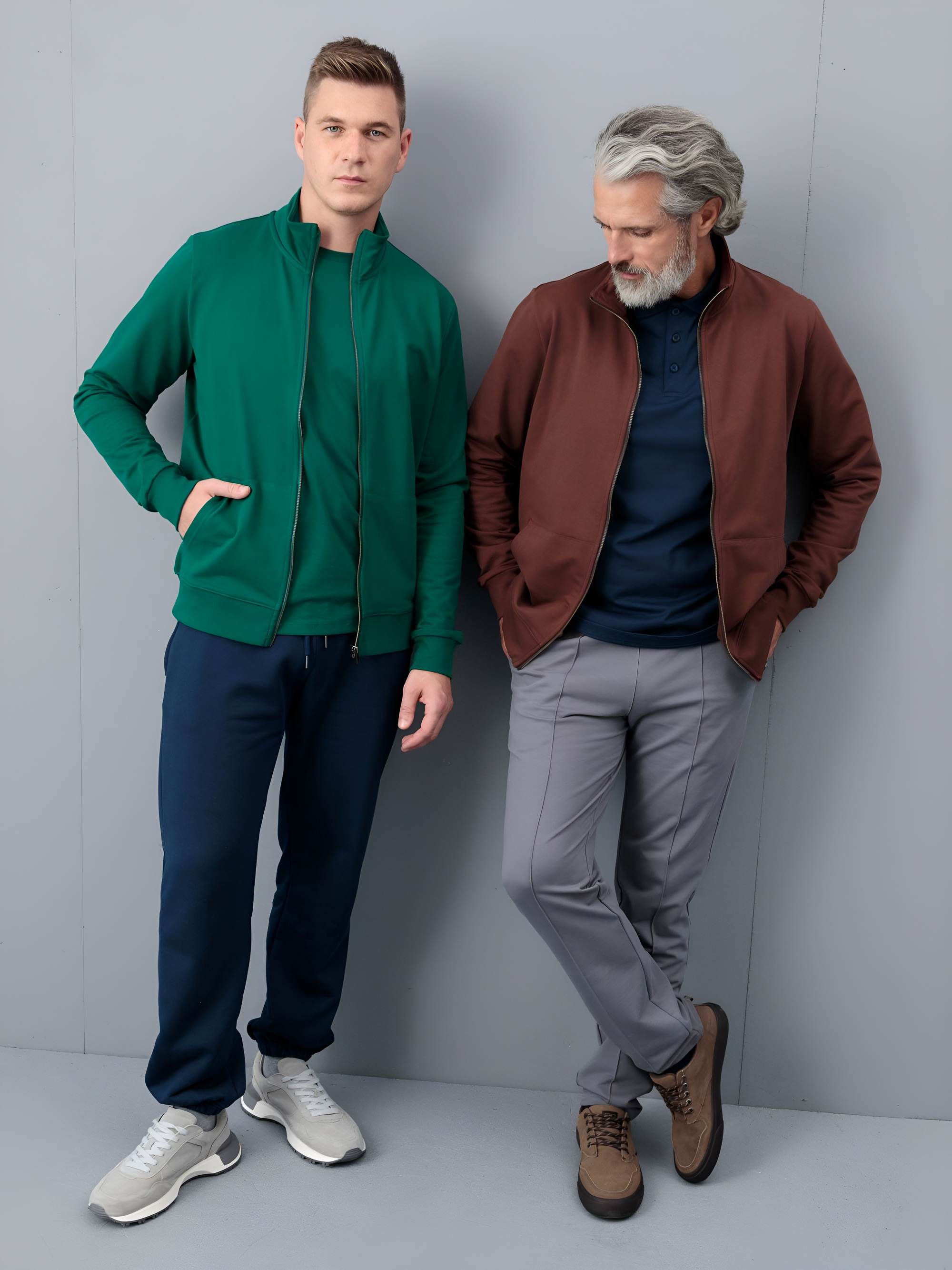 Butelkowozielona bluza ze stójką męska