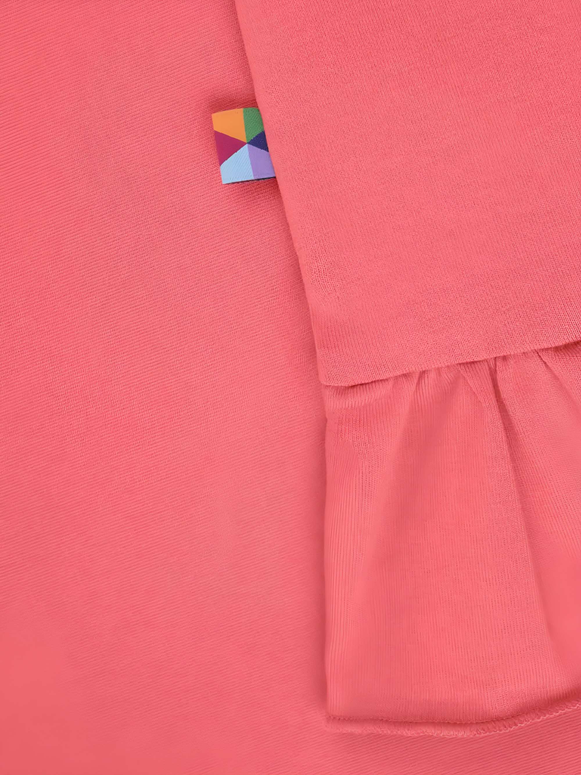 Coral ruffle short sleeve blouse
