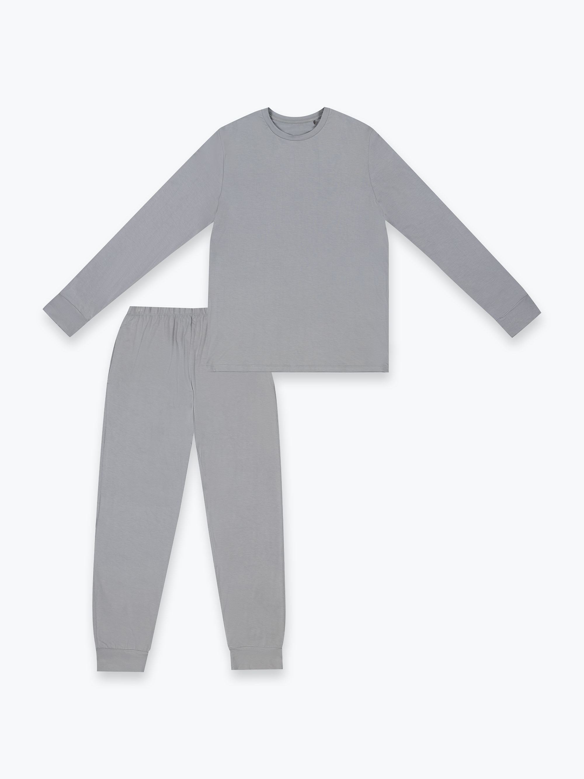 Grey Men’s pajama set with long sleeves and legs