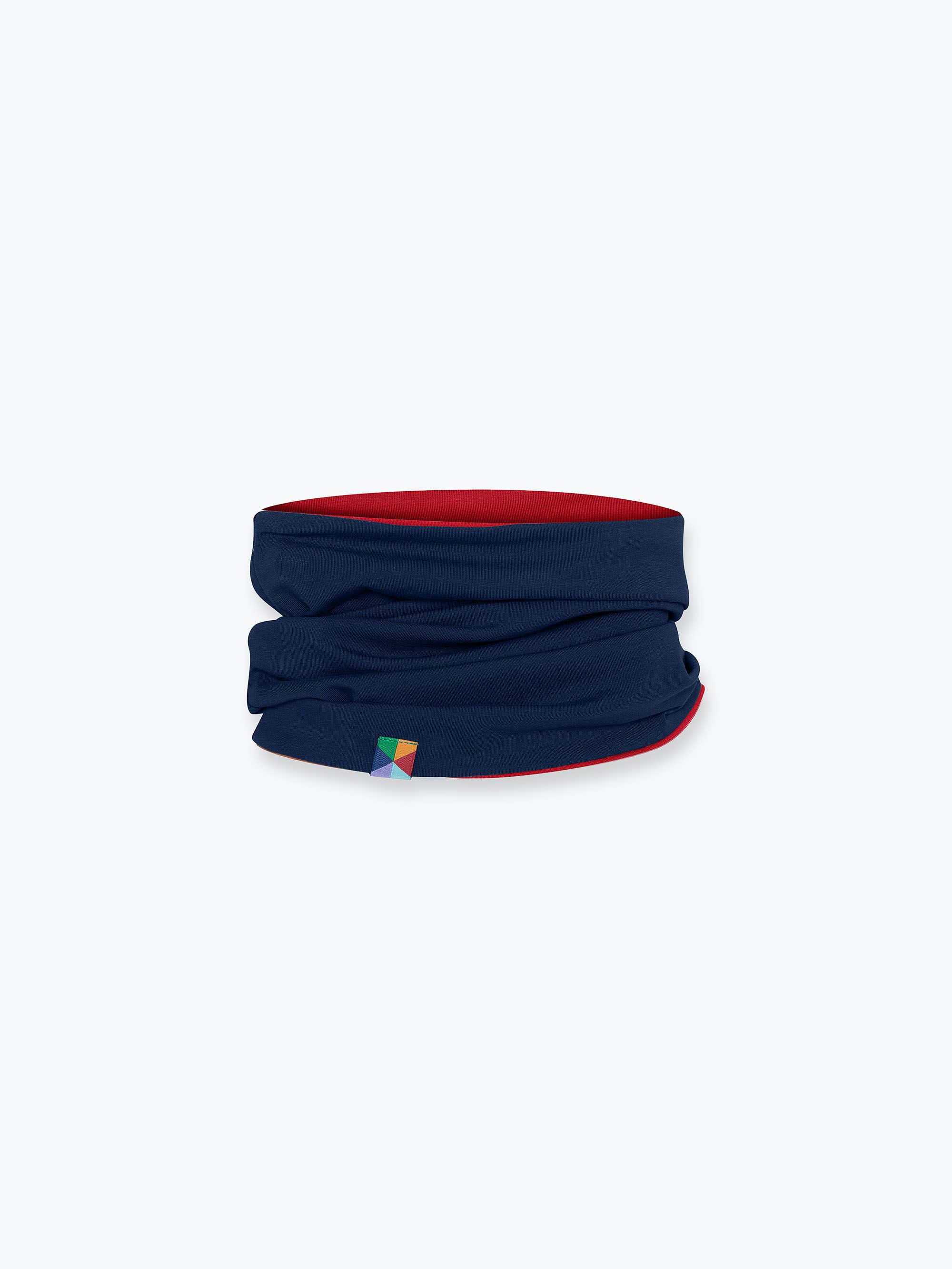 Red - navy blue reversible neck warmer Junior