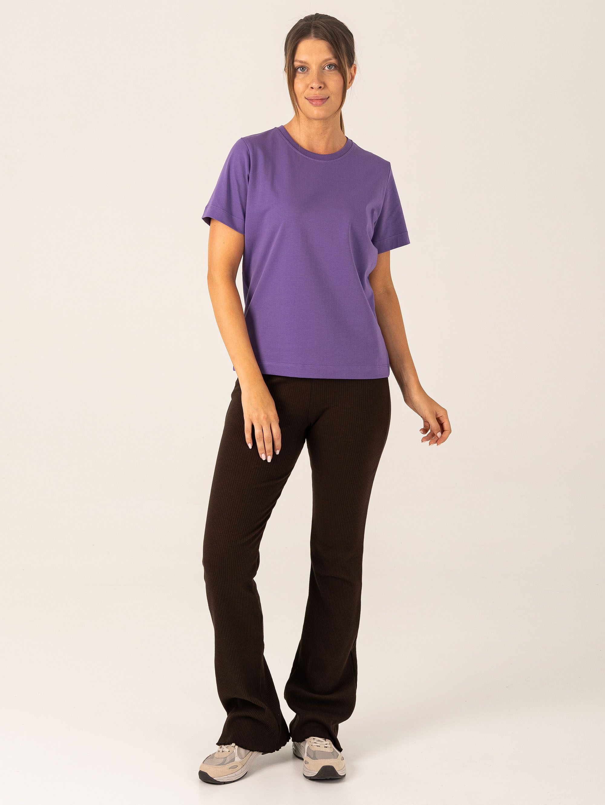 Violet Ribbed Trim T-Shirt Women