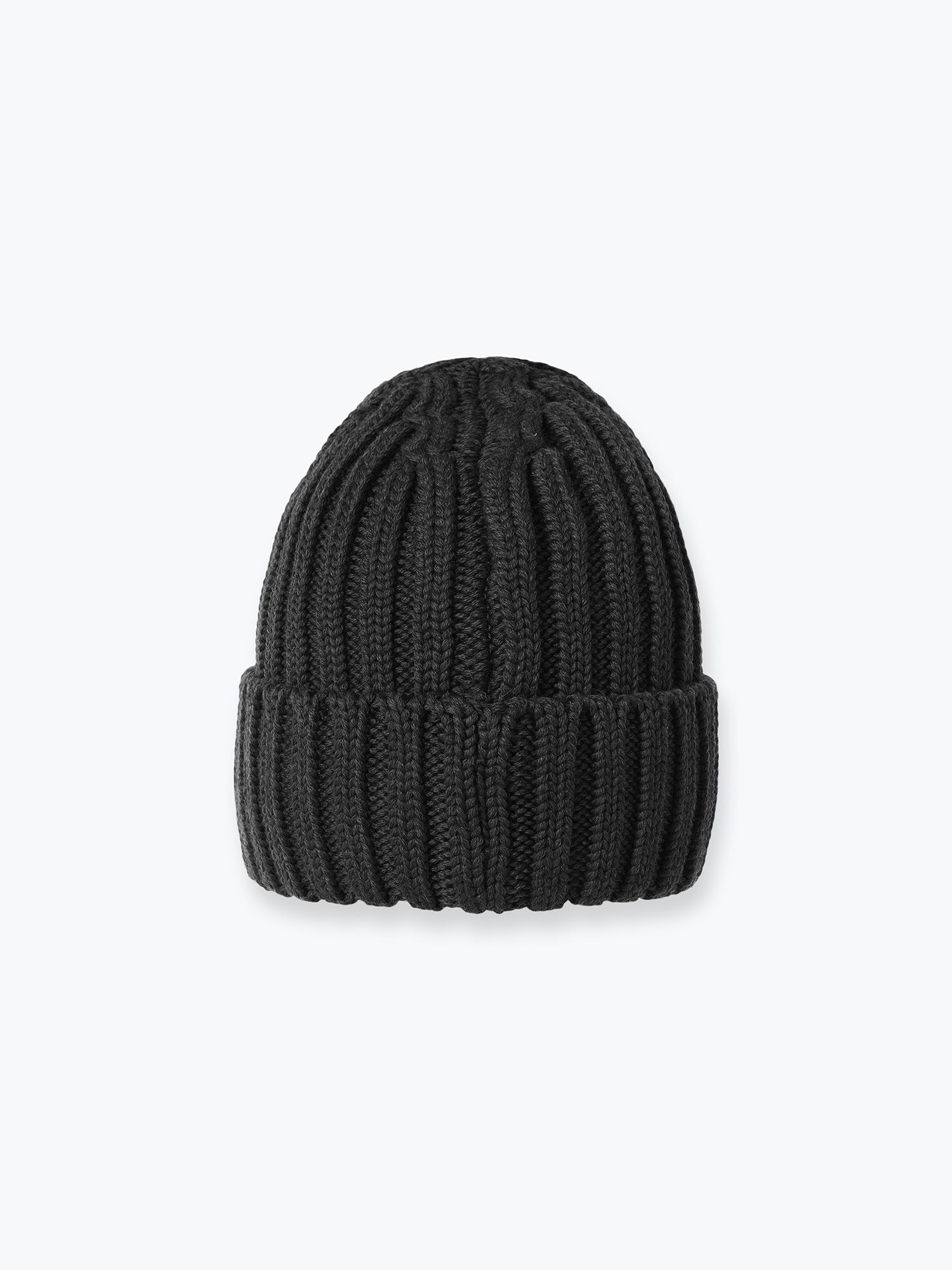 Black Chunky Merino Wool Beanie