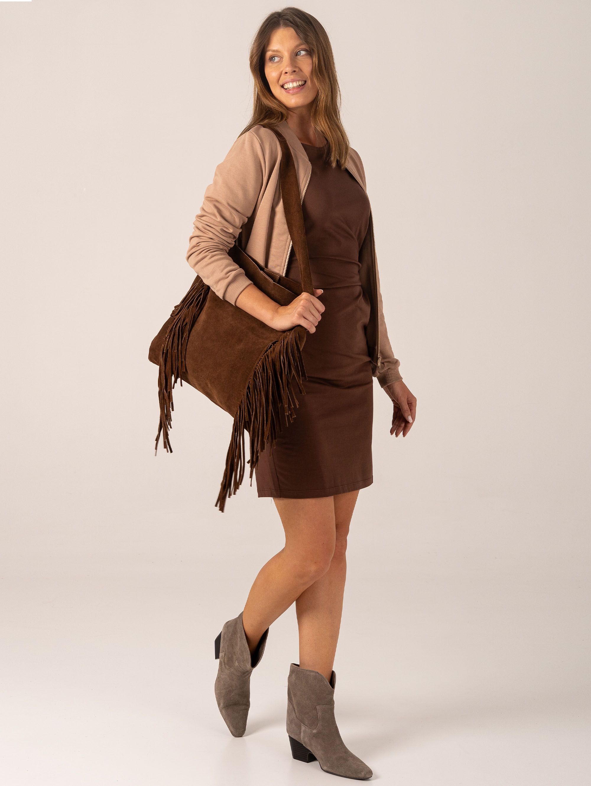Brown Tie-Waist Dress Women