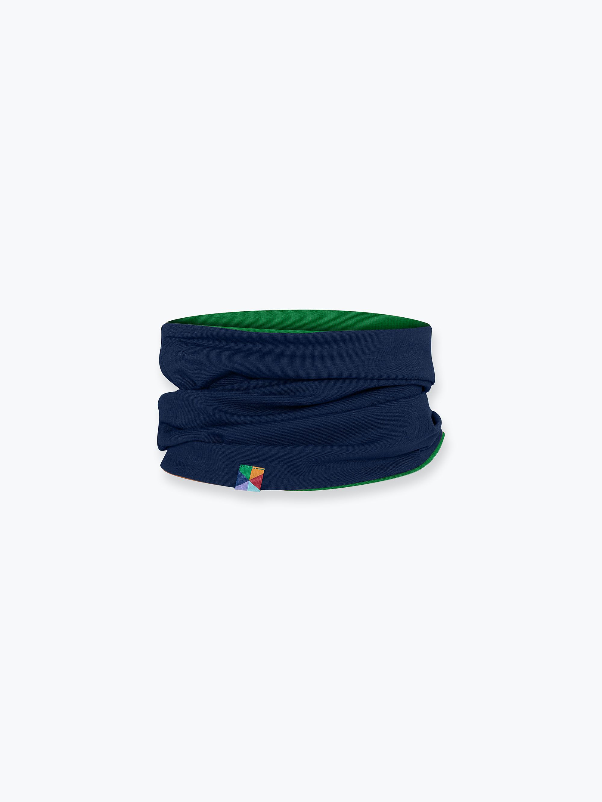 Navy blue - green reversible neck warmer Junior