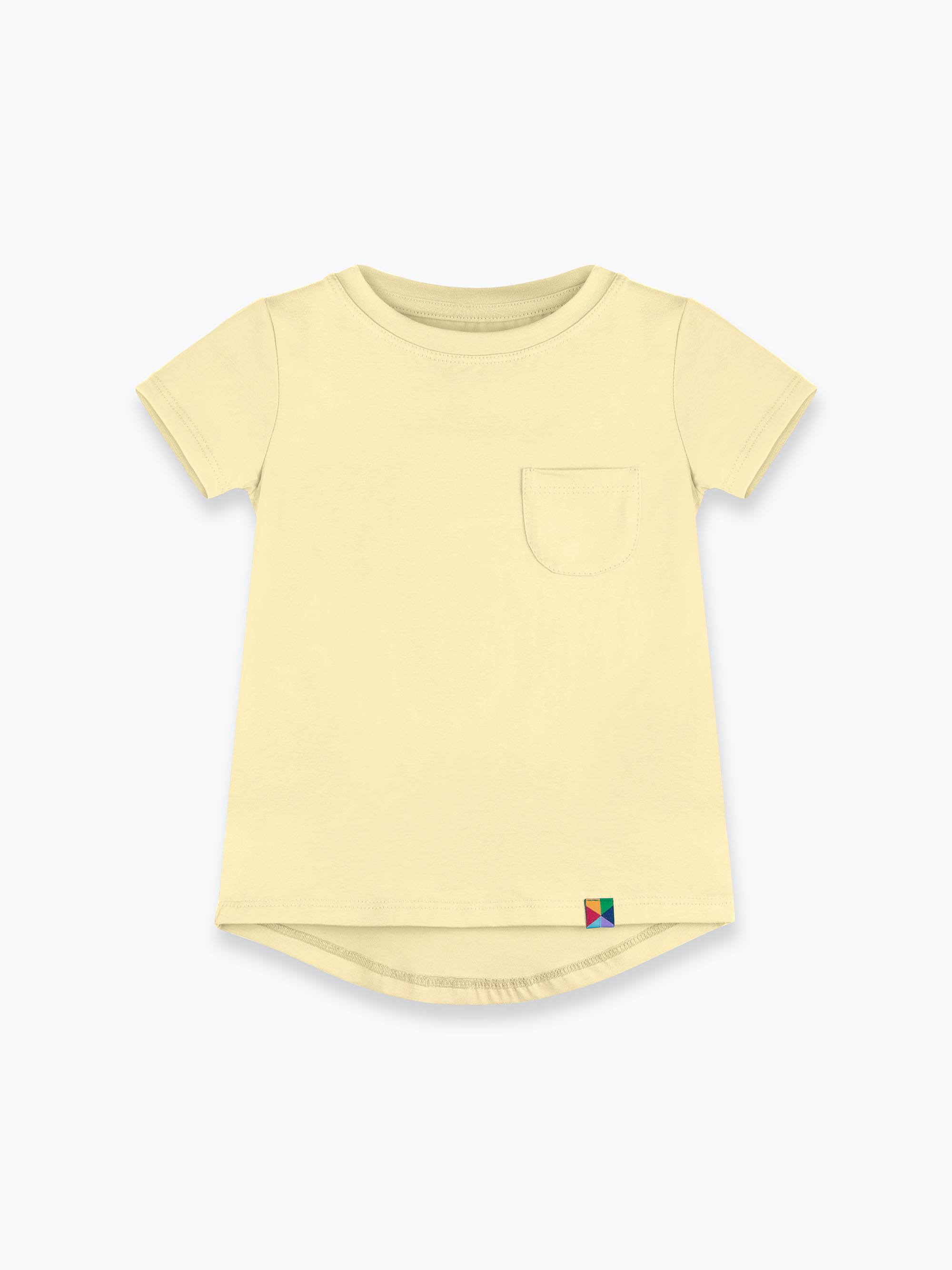 Jasnożółty T-shirt z kieszonką Junior