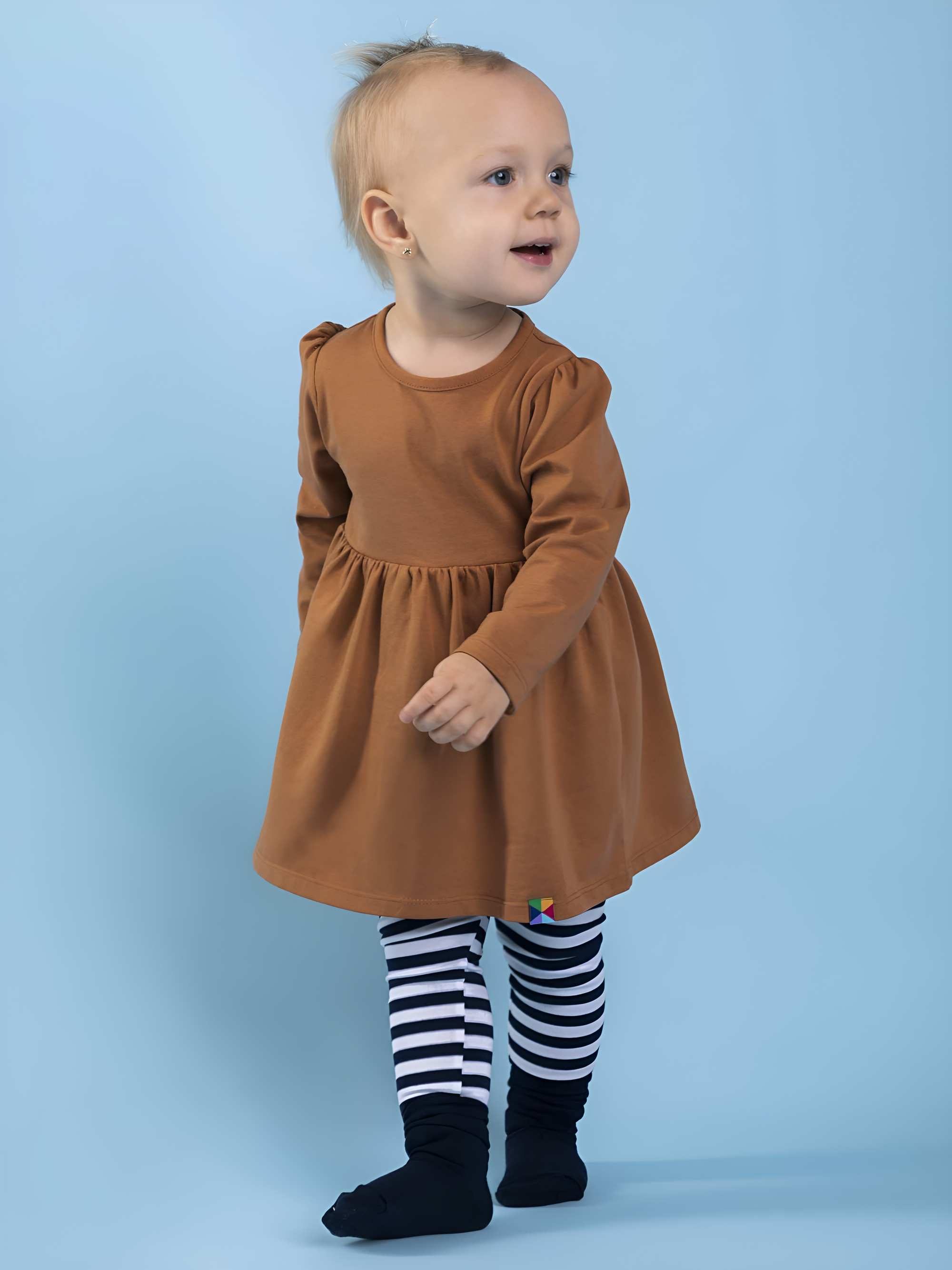 Caramel long sleeve bodysuit dress