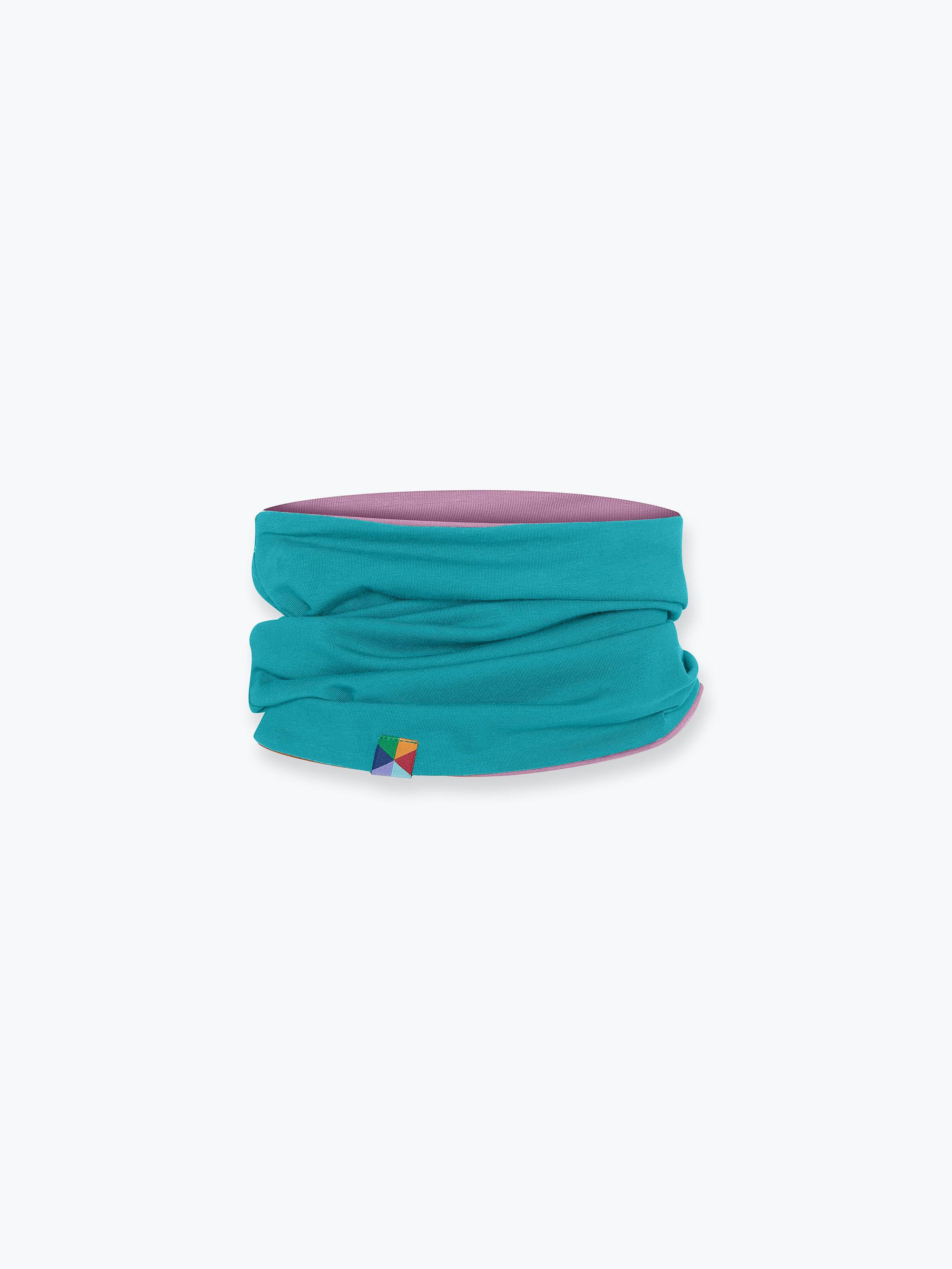 Turquoise - light purple reversible neck warmer Junior