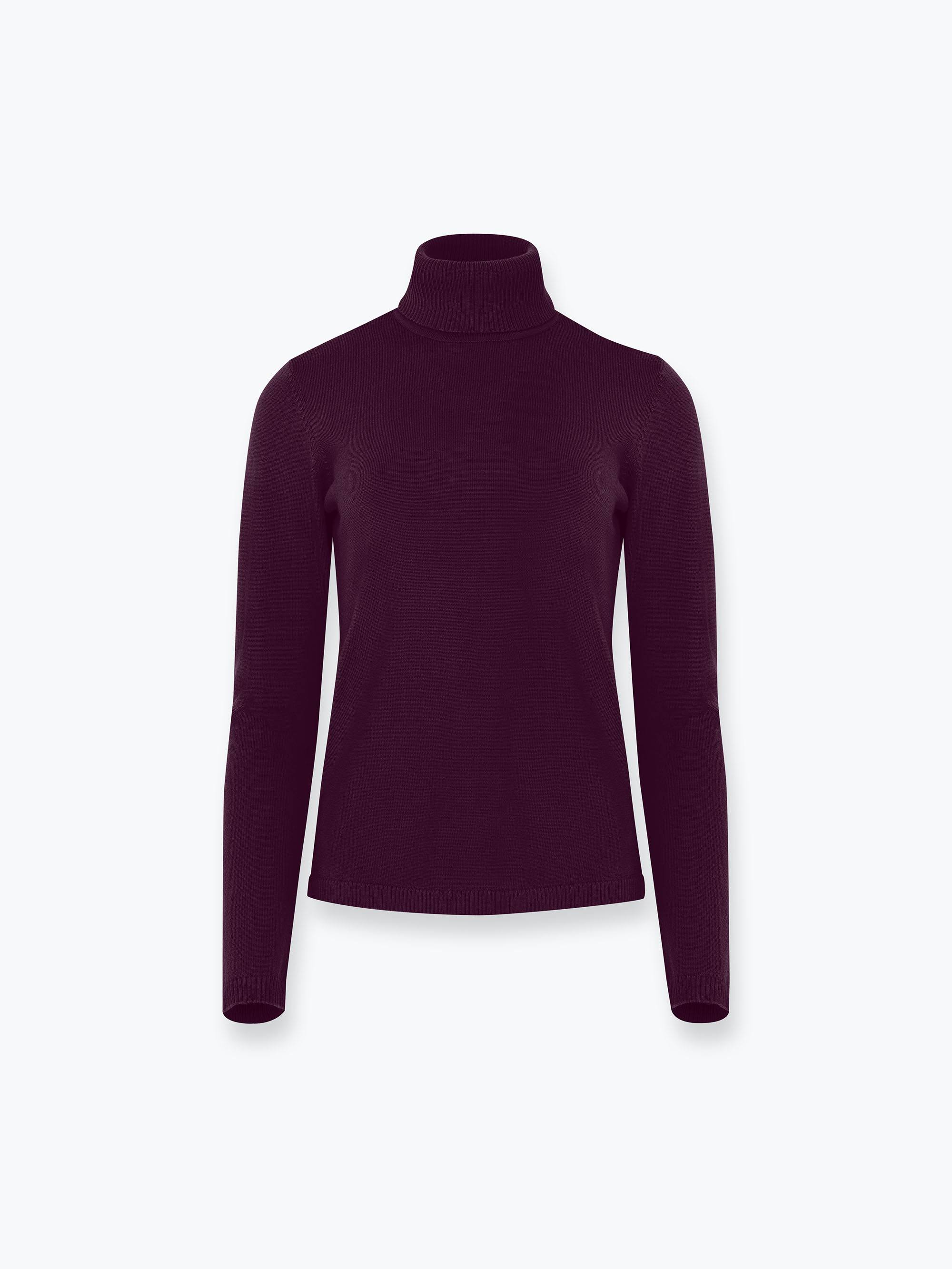 Bakłażanowy golf z wełny merino damski