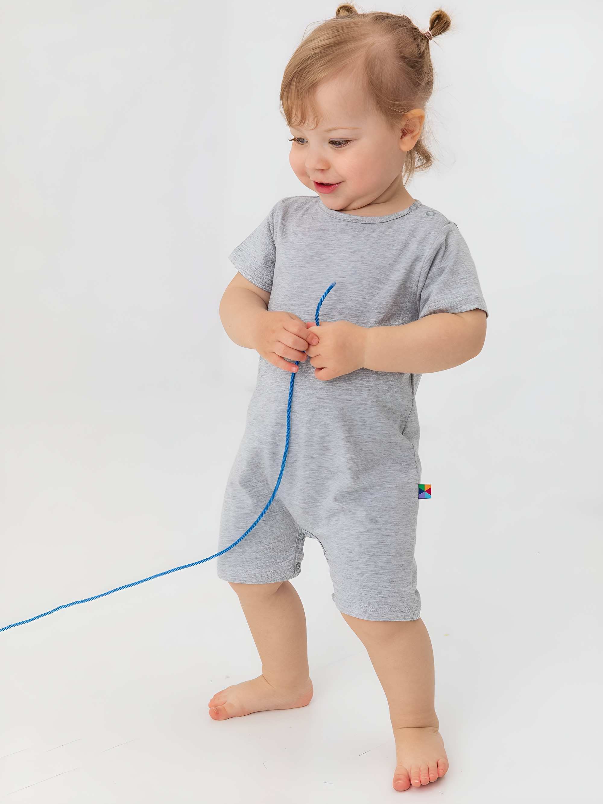 Grey melange short sleeve romper