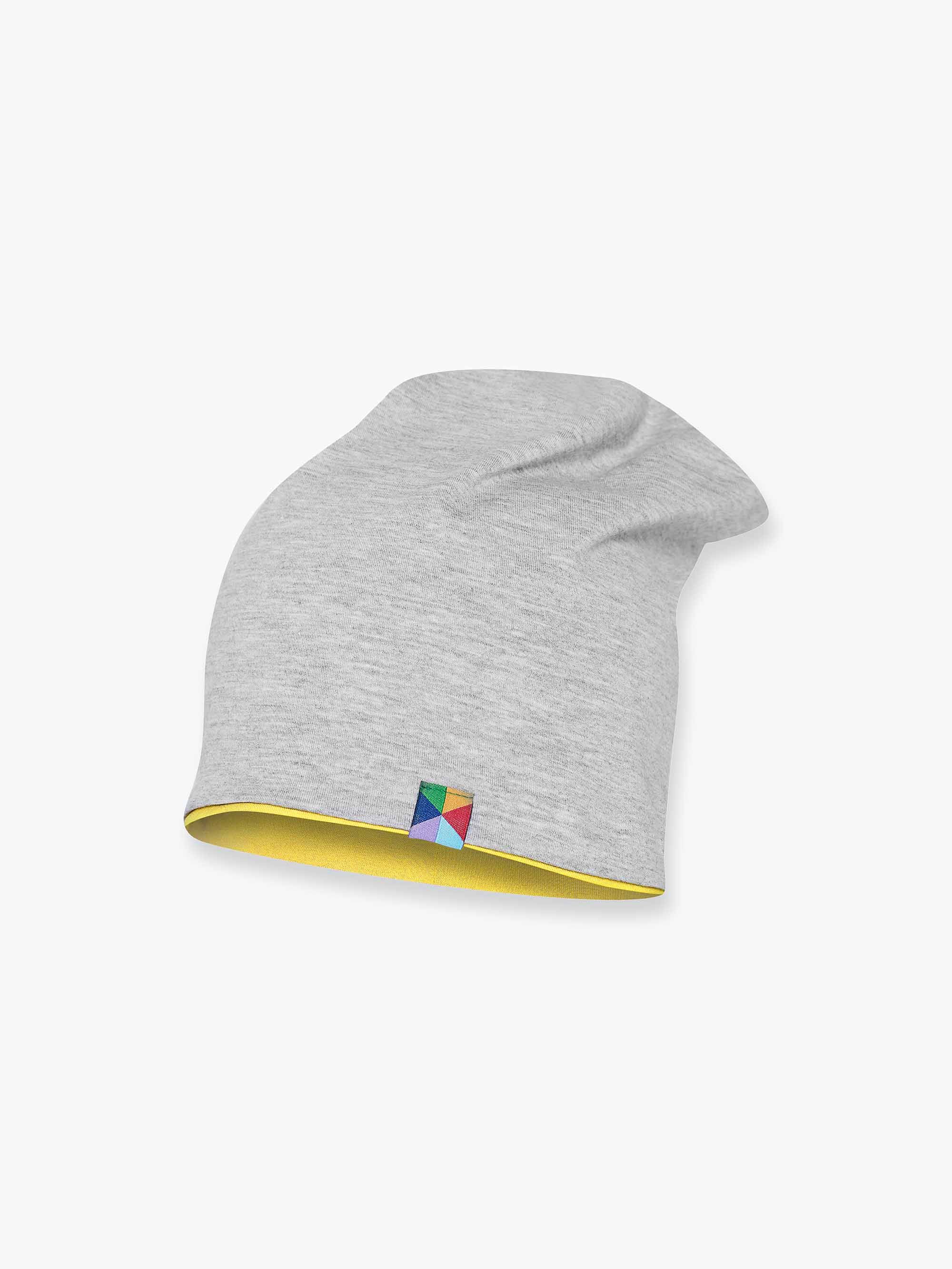 Yellow - grey reversible beanie hat Junior