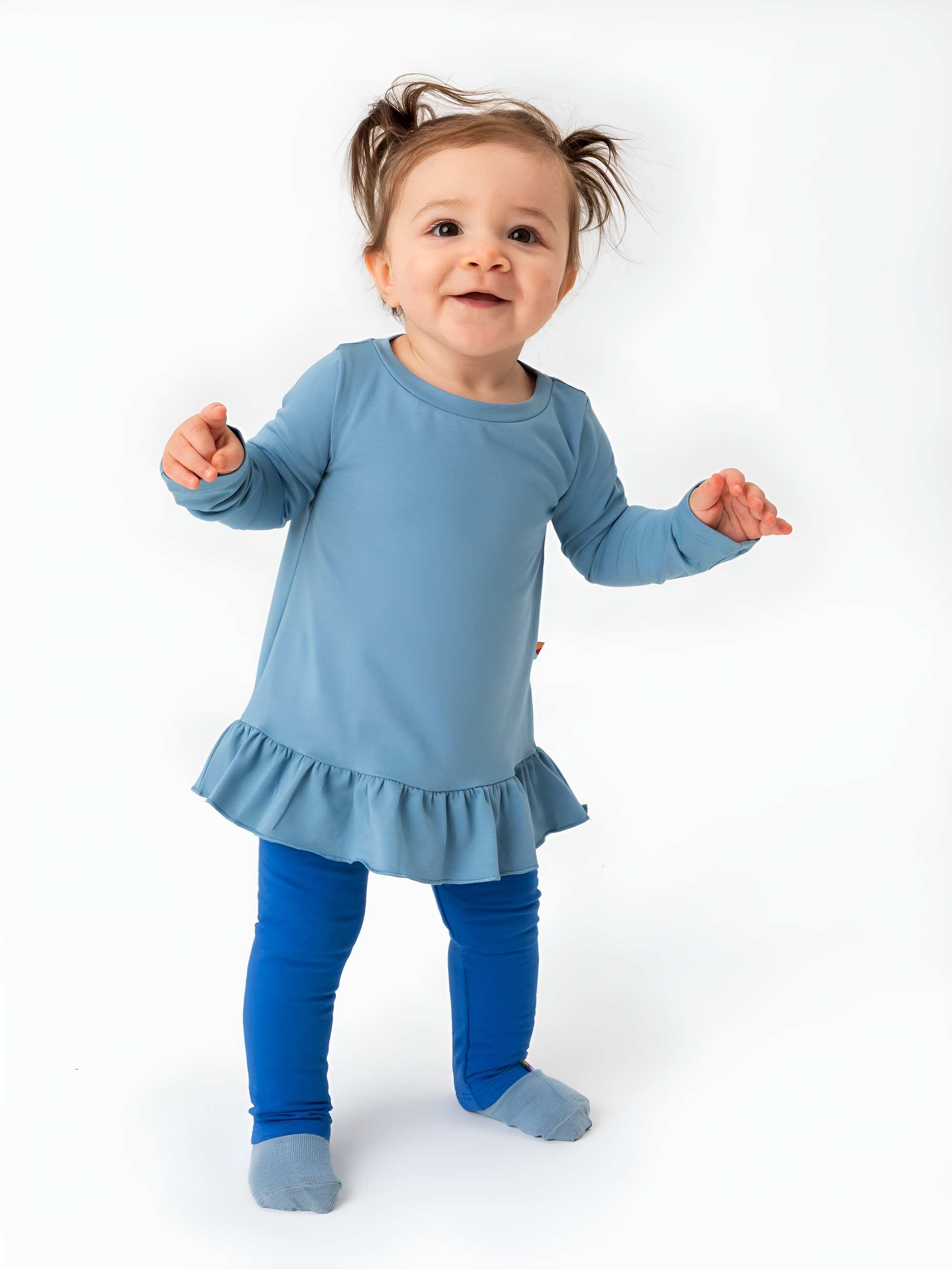 Niebieskie legginsy z meszkiem