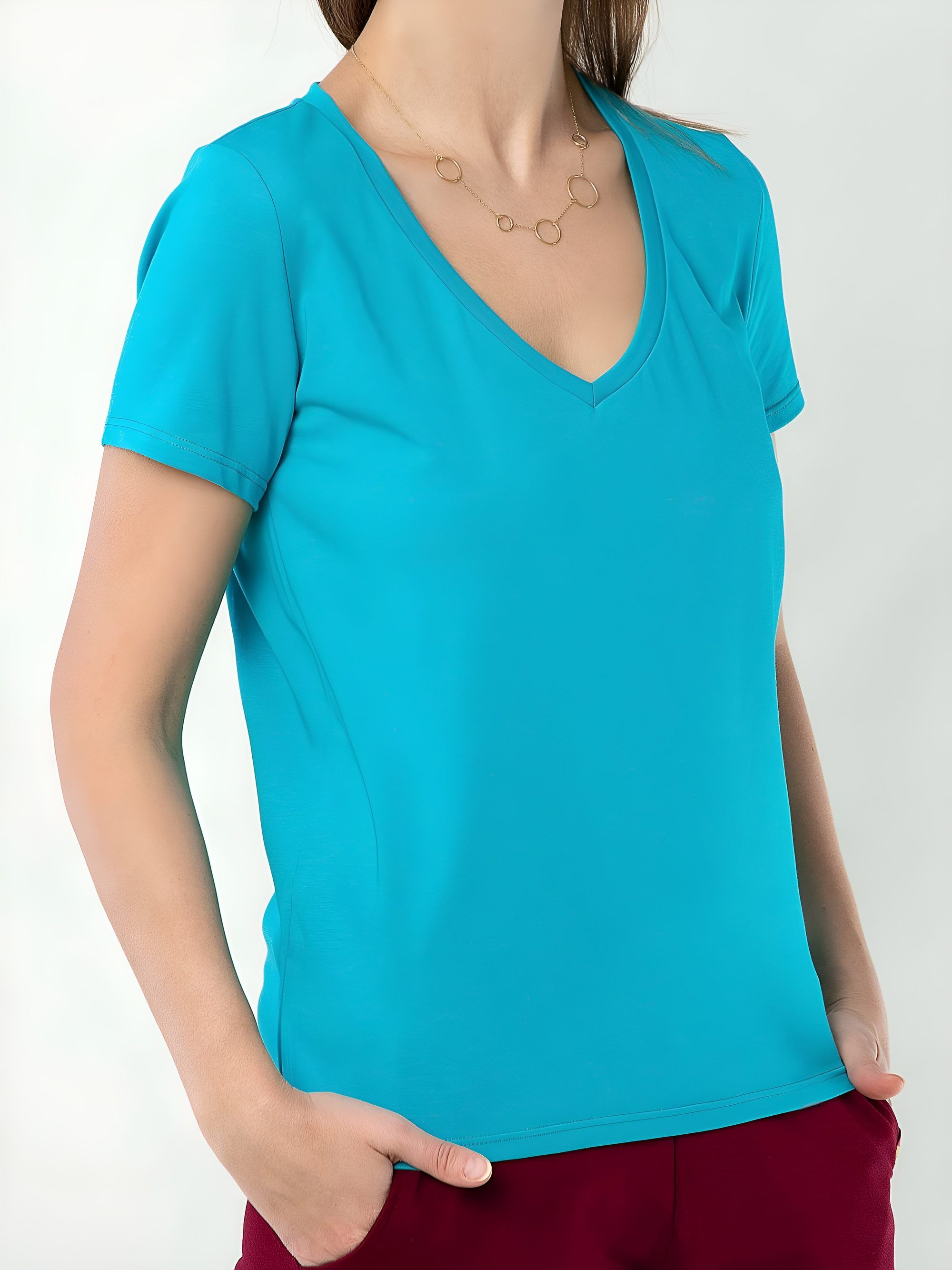 Turkusowy T-shirt damski
