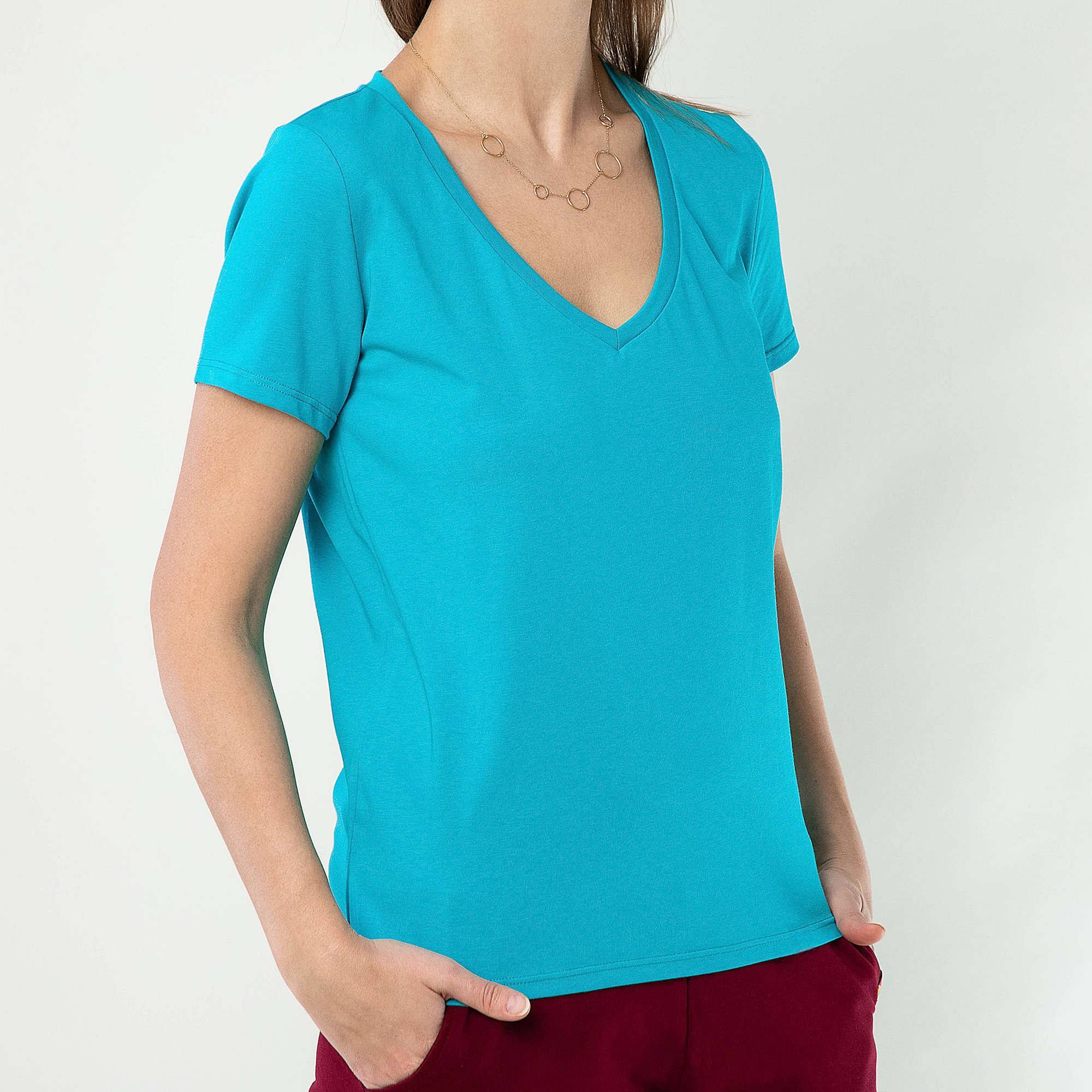 Turkusowy T-shirt damski