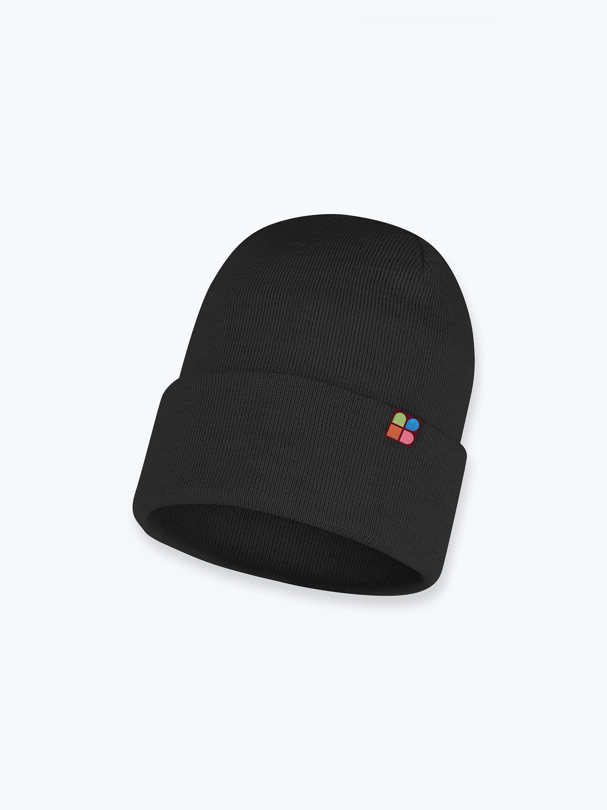 Black fine knit merino wool cap kids